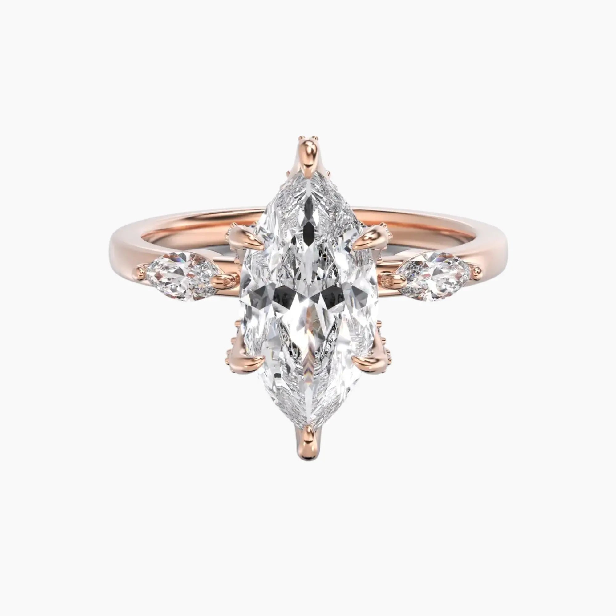 Seraphina 1.5 Carat Marquise Cut Hidden Halo Lab Grown Diamond Ring in 18K White Gold - View 7