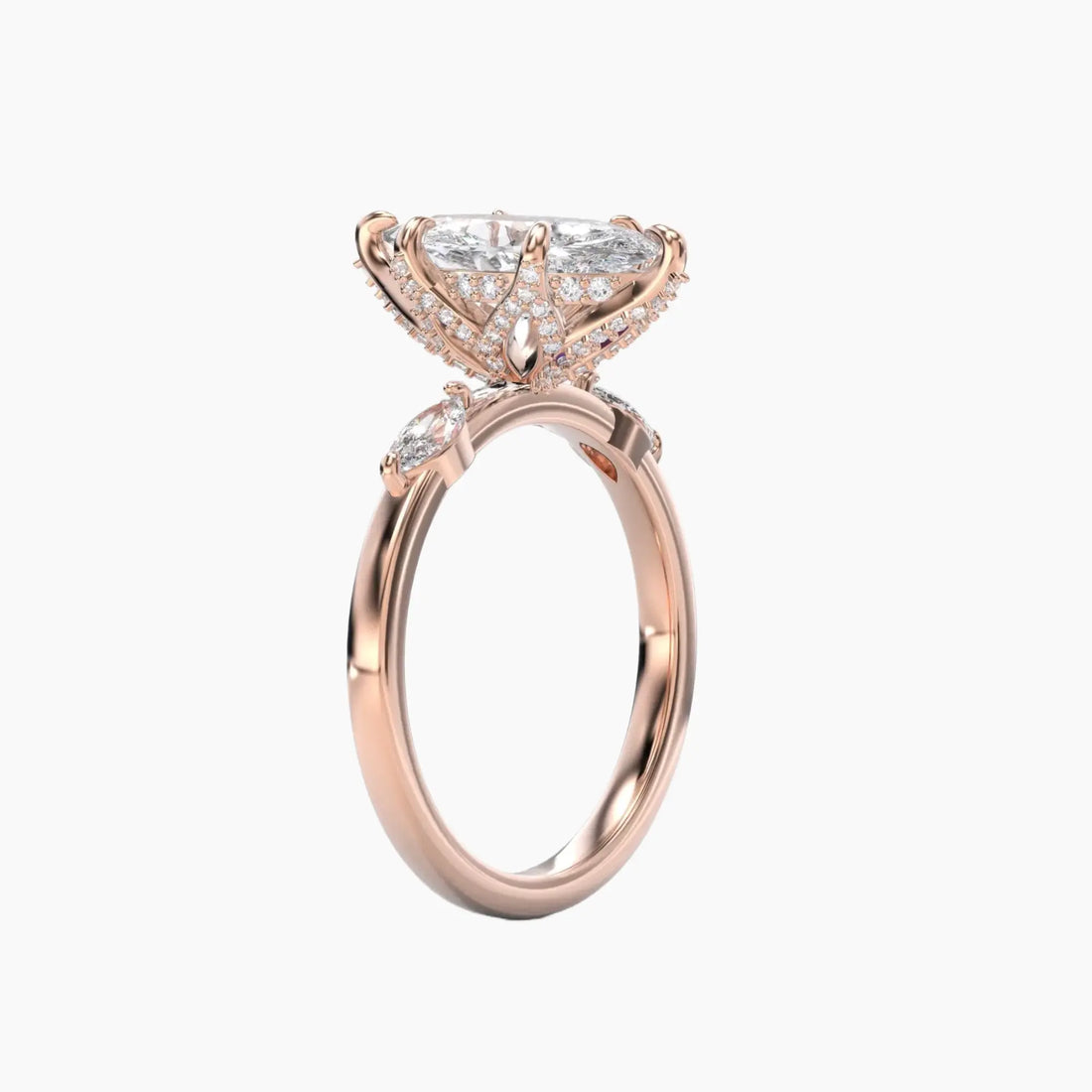 Seraphina 4.5 Carat Marquise Cut Hidden Halo Lab Grown Diamond Ring in 10K Yellow Gold - View 8