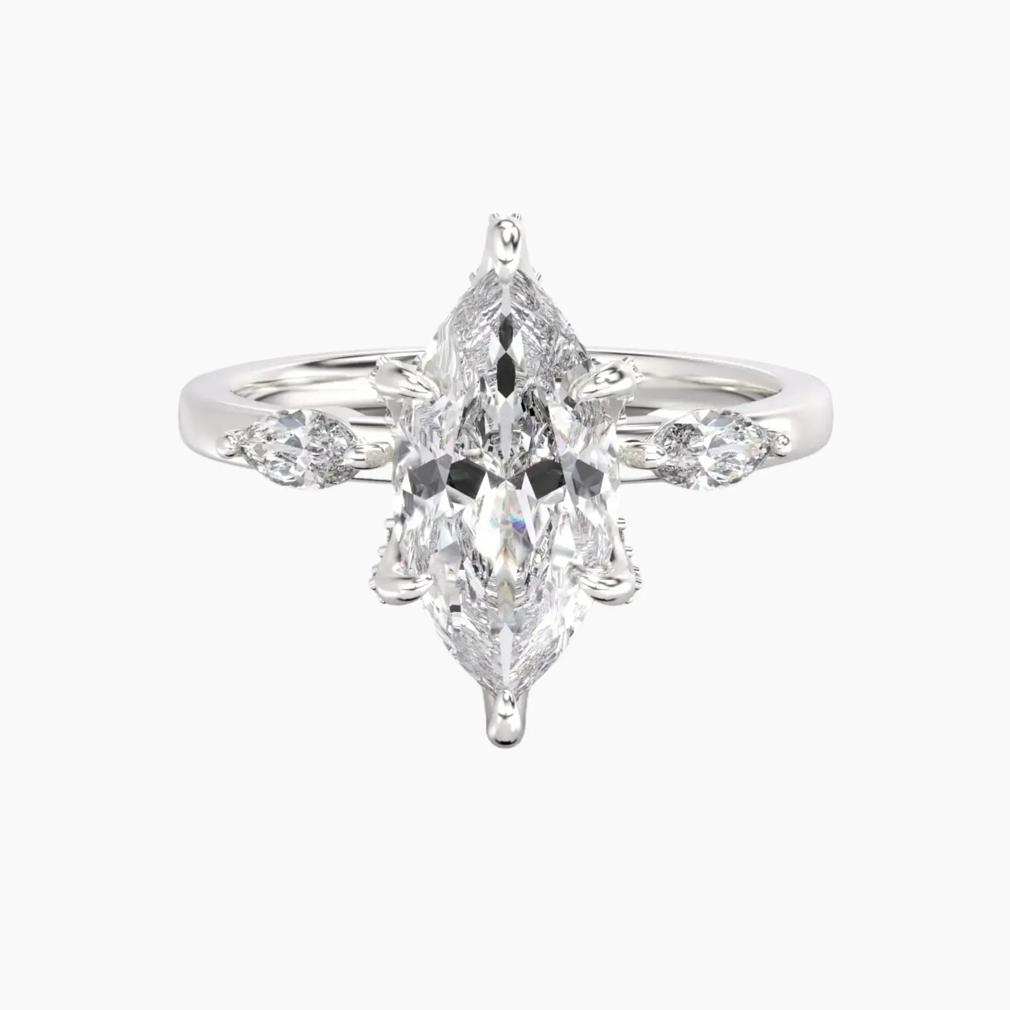 Seraphina 3.5 Carat Marquise Cut Hidden Halo Lab Grown Diamond Ring in 10K White Gold