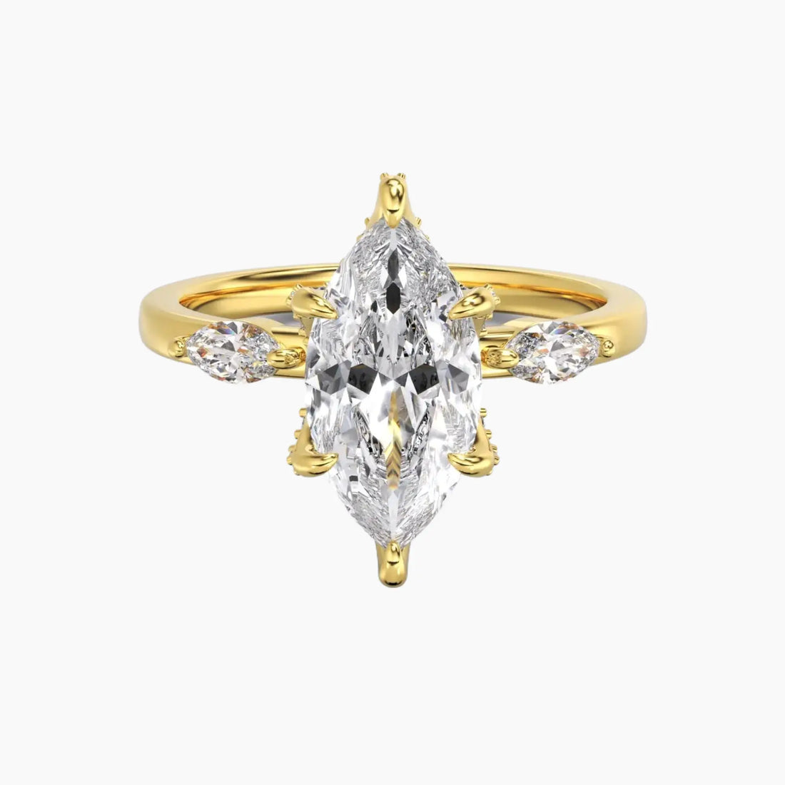 Seraphina 1 Carat Marquise Cut Hidden Halo Lab Grown Diamond Ring in 18K Yellow Gold