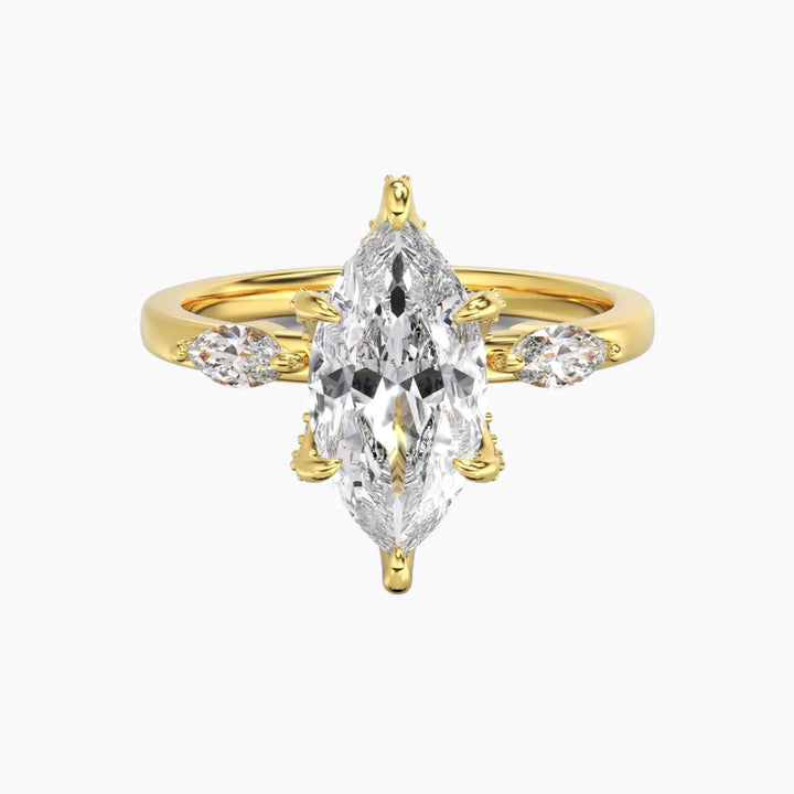 Seraphina 2 Carat Marquise Cut Hidden Halo Lab Grown Diamond Ring in 14K Yellow Gold