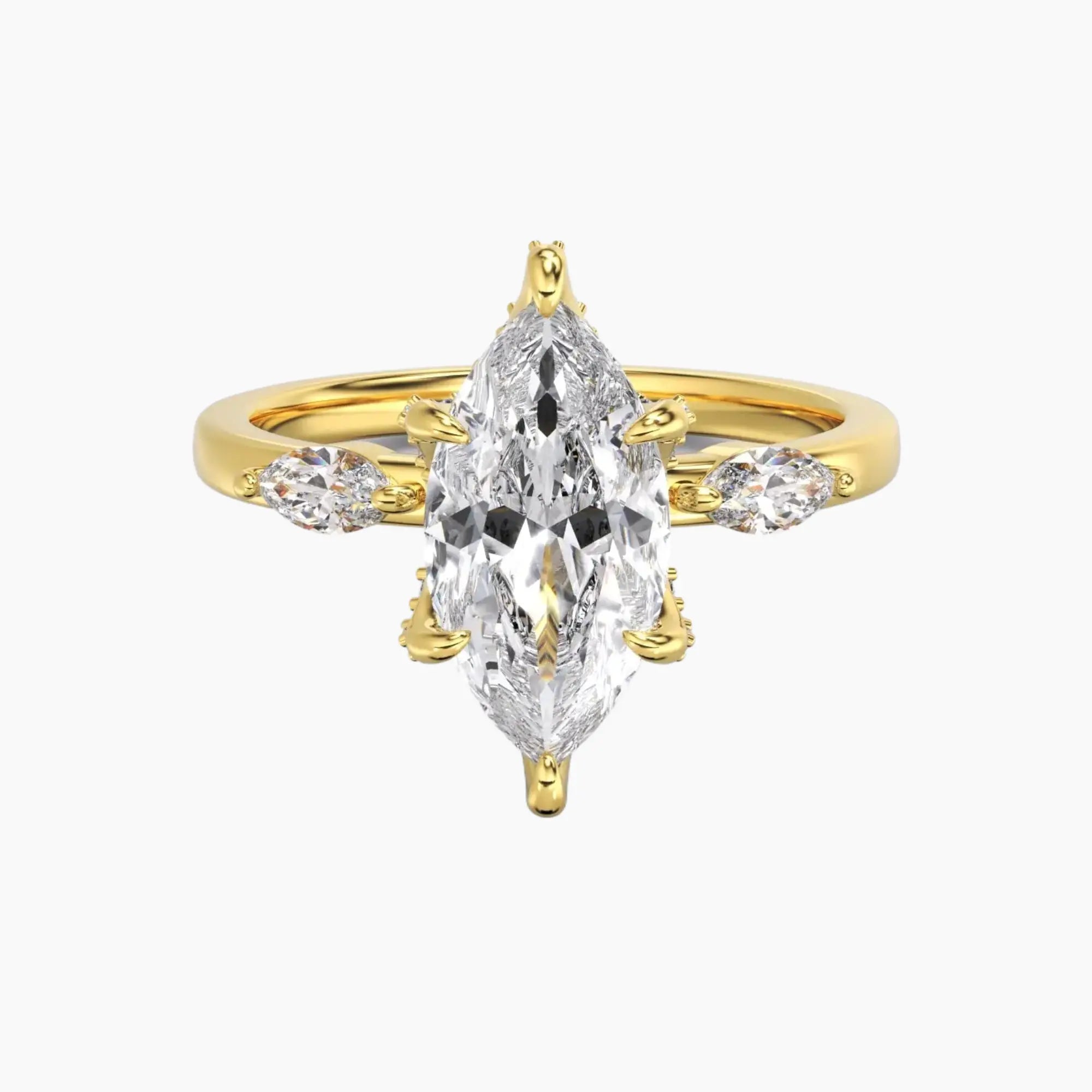 Seraphina 4.5 Carat Marquise Cut Hidden Halo Lab Grown Diamond Ring in 14K Yellow Gold