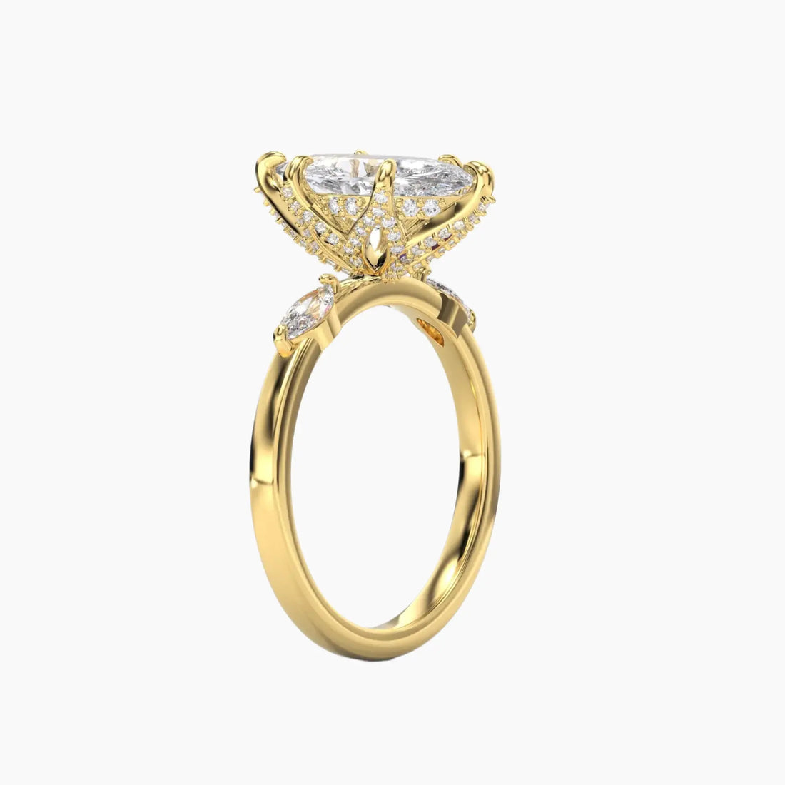 Seraphina 3.5 Carat Marquise Cut Hidden Halo Lab Grown Diamond Ring in 18K Rose Gold - View 8