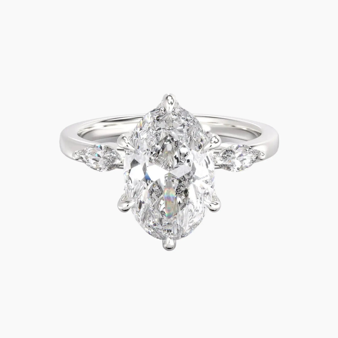 Seraphina 4 Carat Oval Cut Solitaire Lab Grown Diamond Ring in 10K White Gold