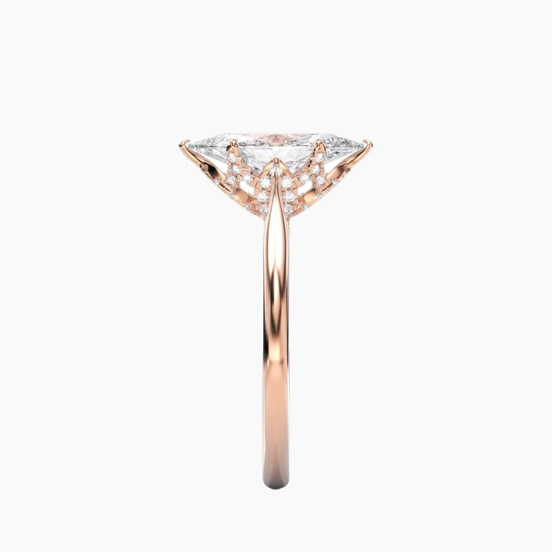 Rosette Marquise Hidden Halo 1.5 Carat Lab Grown Diamond Engagement Ring in 14K Rose Gold