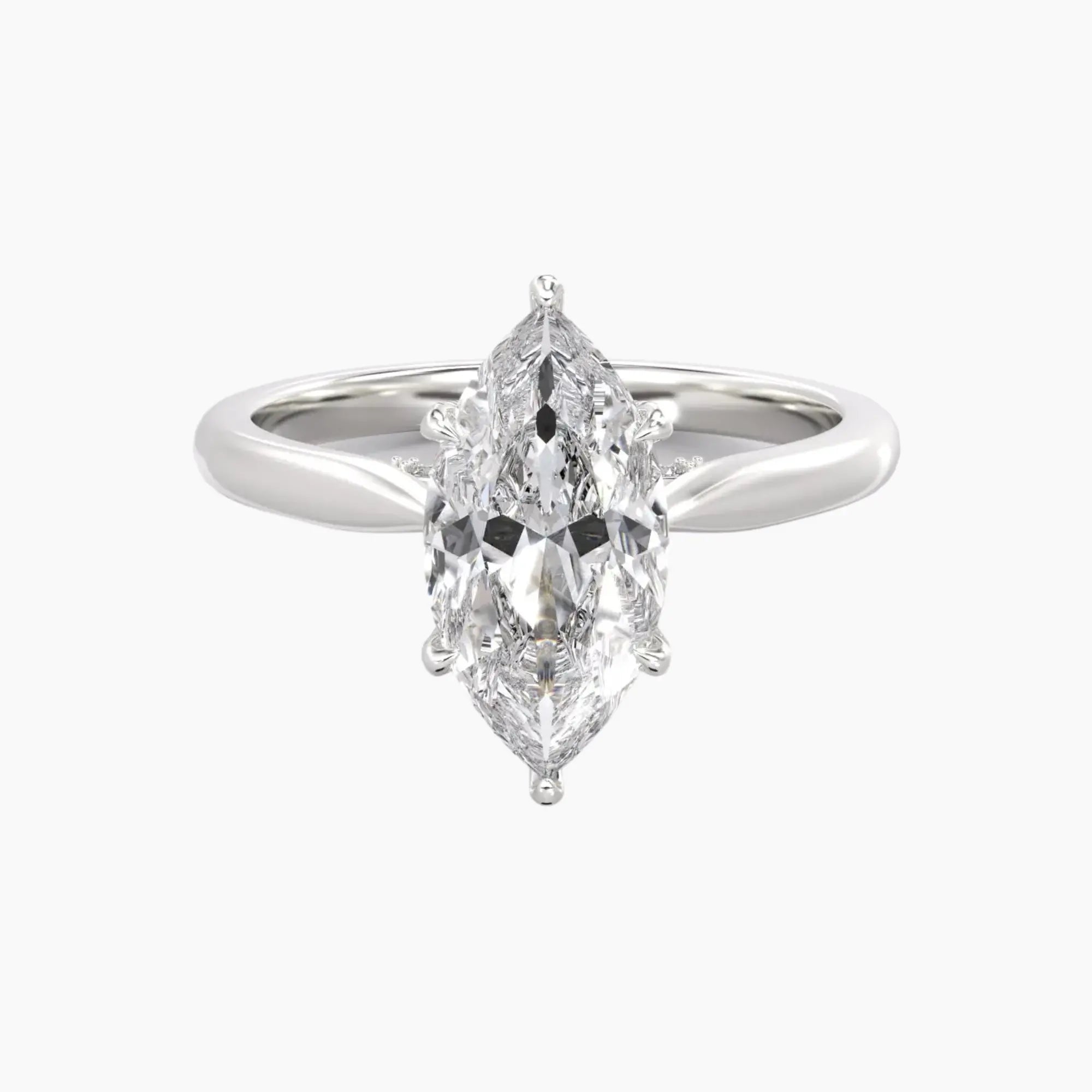 Rosette Marquise Hidden Halo 1.5 Carat Lab Grown Diamond Engagement Ring in 14K Rose Gold