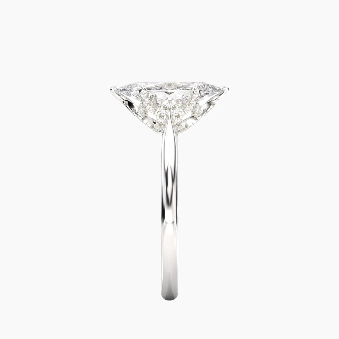 Rosette Marquise Hidden Halo 1.5 Carat Lab Grown Diamond Engagement Ring in 14K Rose Gold