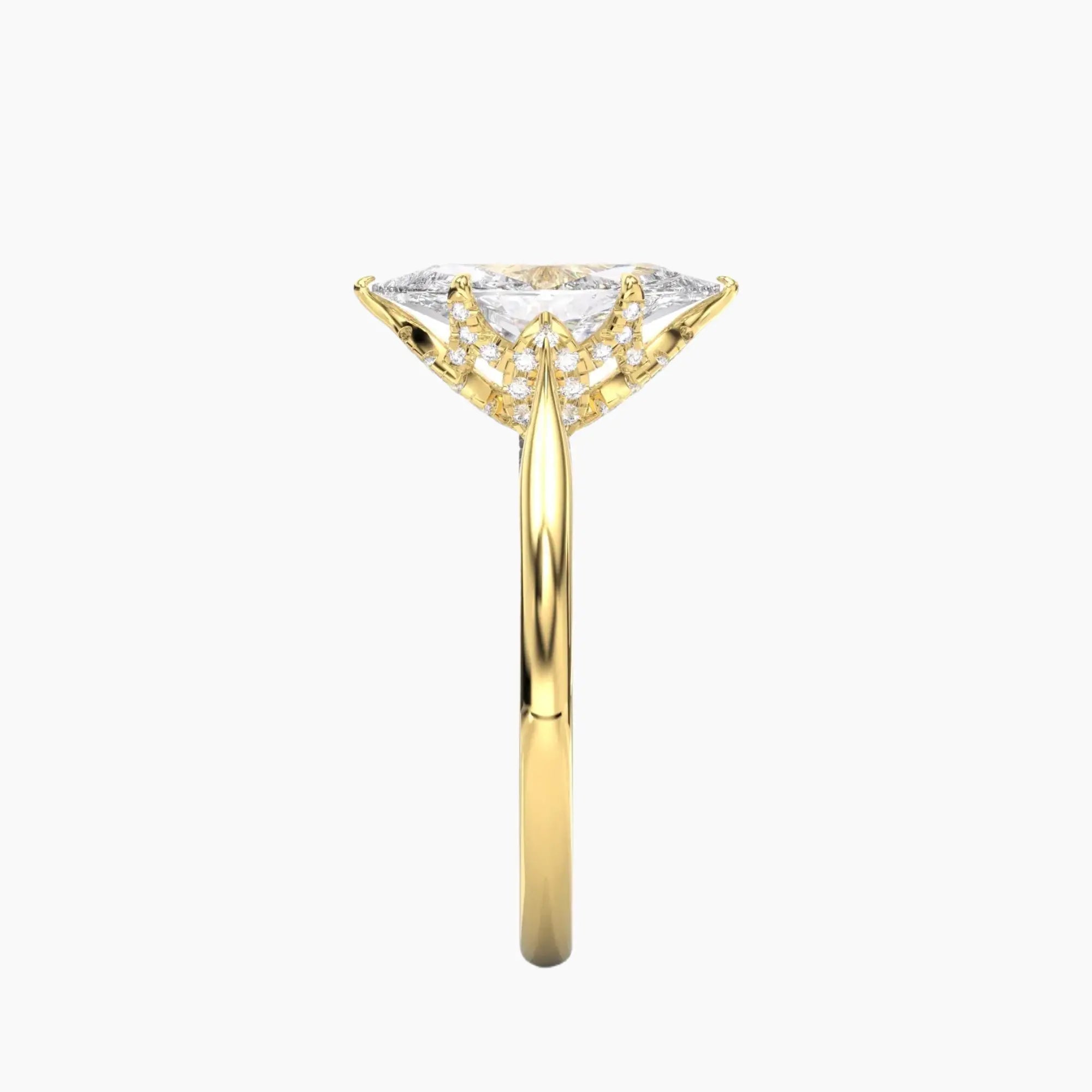 Rosette Marquise Hidden Halo 1.5 Carat Lab Grown Diamond Engagement Ring in 14K Rose Gold