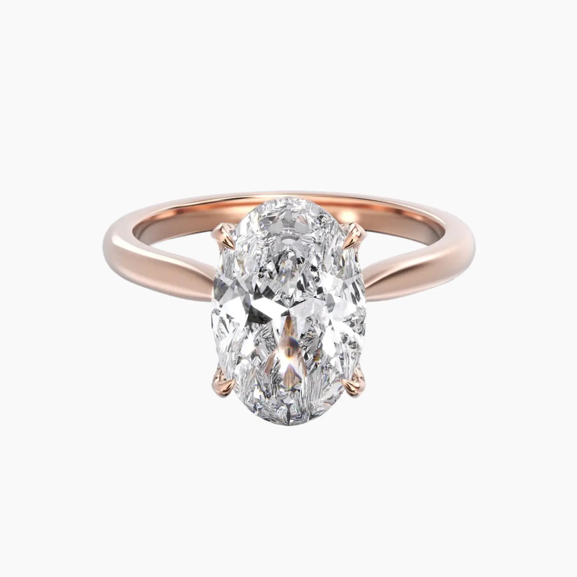Rosette Oval Hidden Halo 1.5 Carat Lab Grown Diamond Engagement Ring in 18K Rose Gold