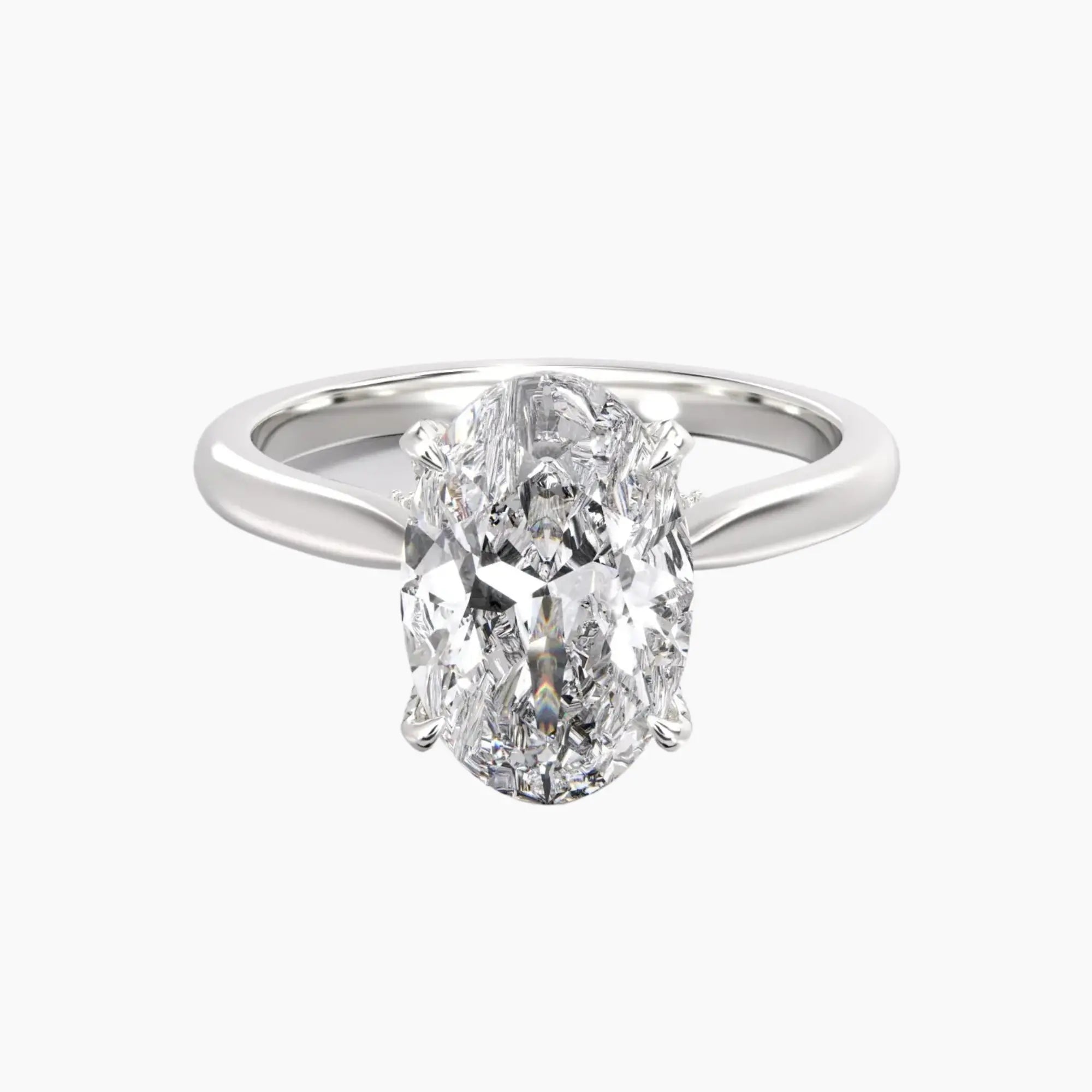 Rosette Oval Hidden Halo 1.5 Carat Lab Grown Diamond Engagement Ring in 18K Rose Gold
