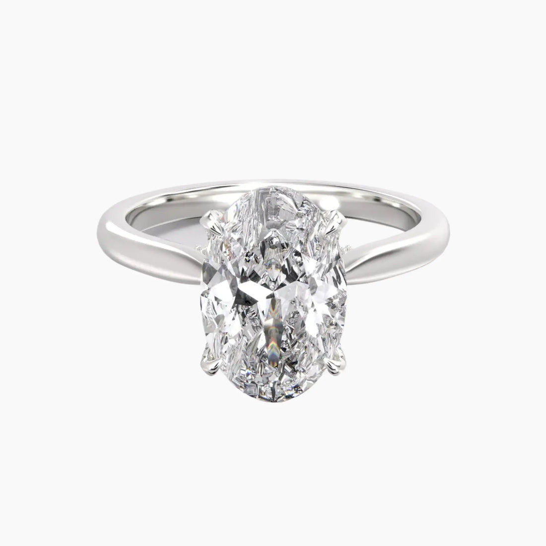 Rosette Oval Hidden Halo 1.5 Carat Lab Grown Diamond Engagement Ring in 18K Rose Gold