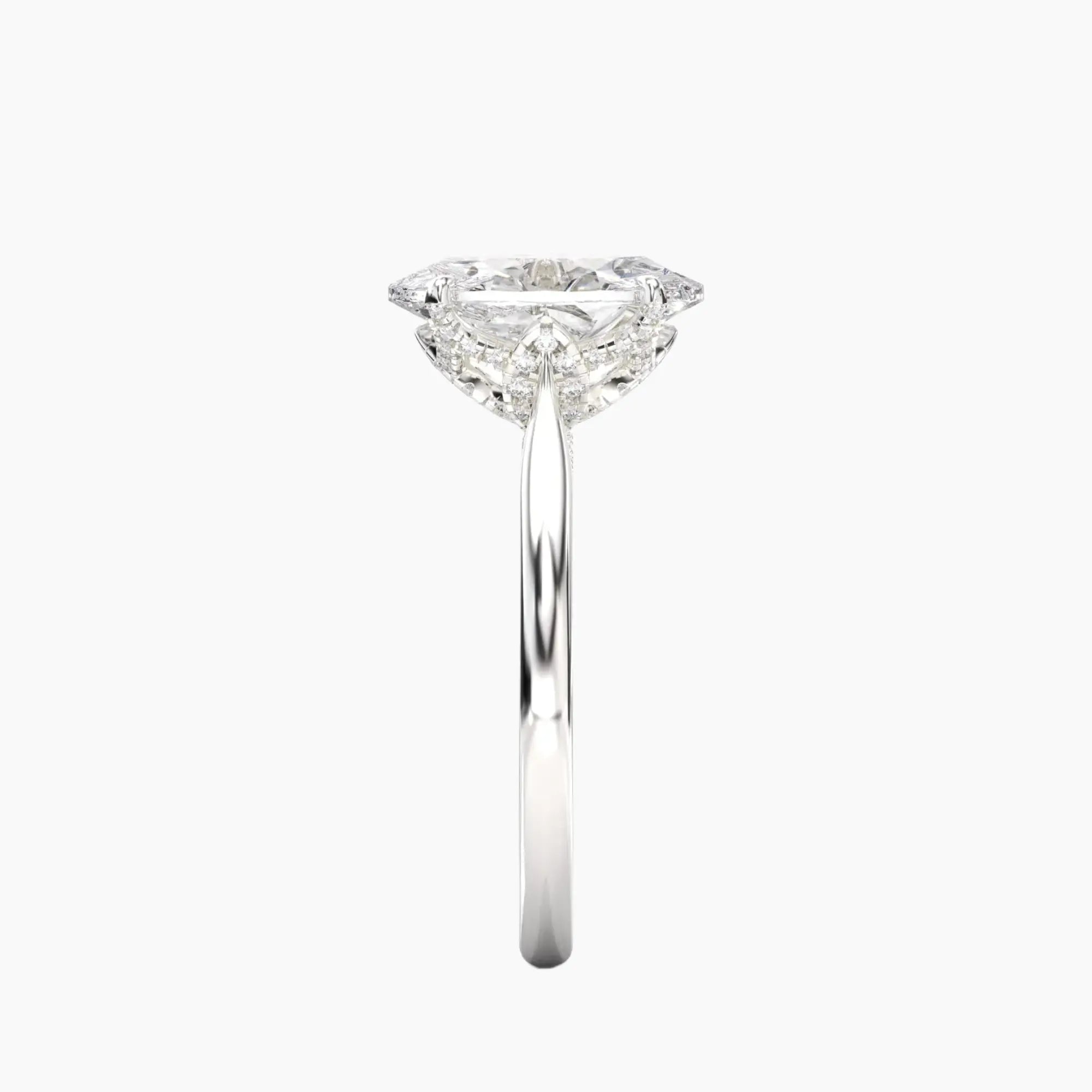 Rosette Oval Hidden Halo 1.5 Carat Lab Grown Diamond Engagement Ring in 18K Rose Gold