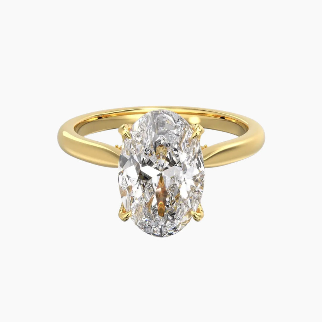 Rosette Oval Hidden Halo 1.5 Carat Lab Grown Diamond Engagement Ring in 18K Rose Gold