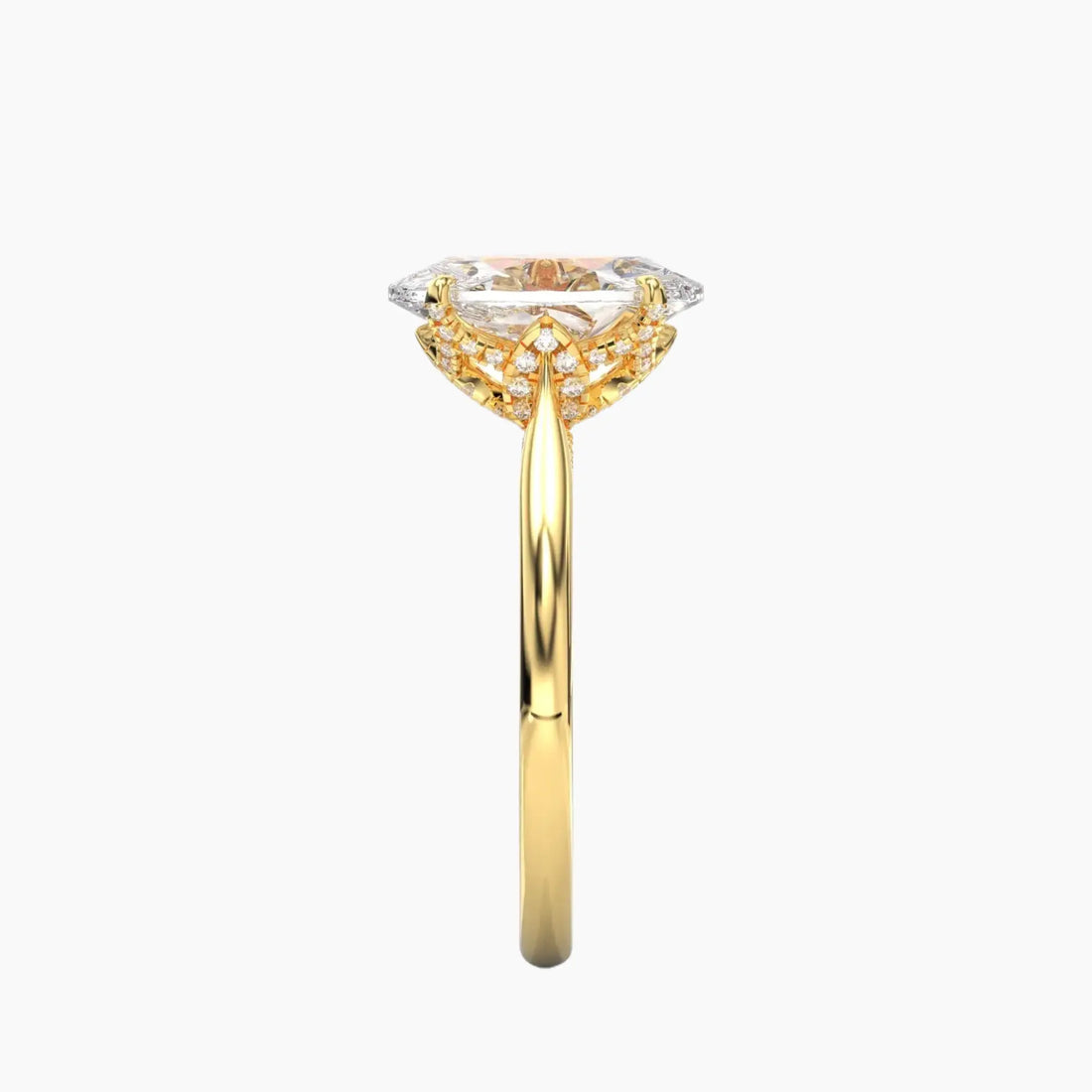 Rosette Oval Hidden Halo 1.5 Carat Lab Grown Diamond Engagement Ring in 18K Rose Gold