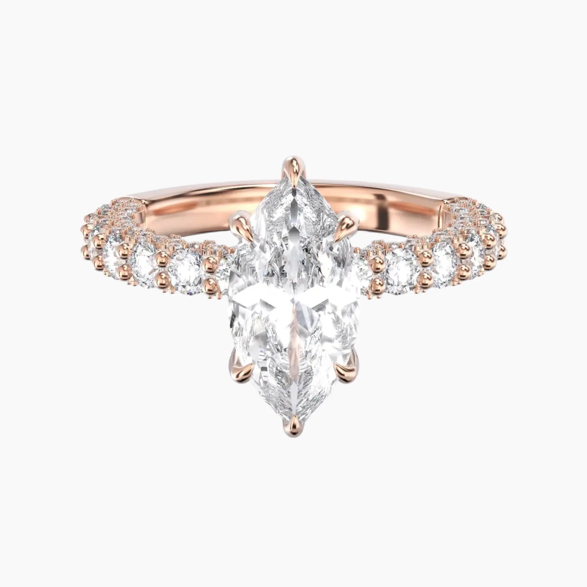 Lustre Marquise Hidden Halo 1.5 Carat Lab Grown Diamond Engagement Ring in 18K Rose Gold