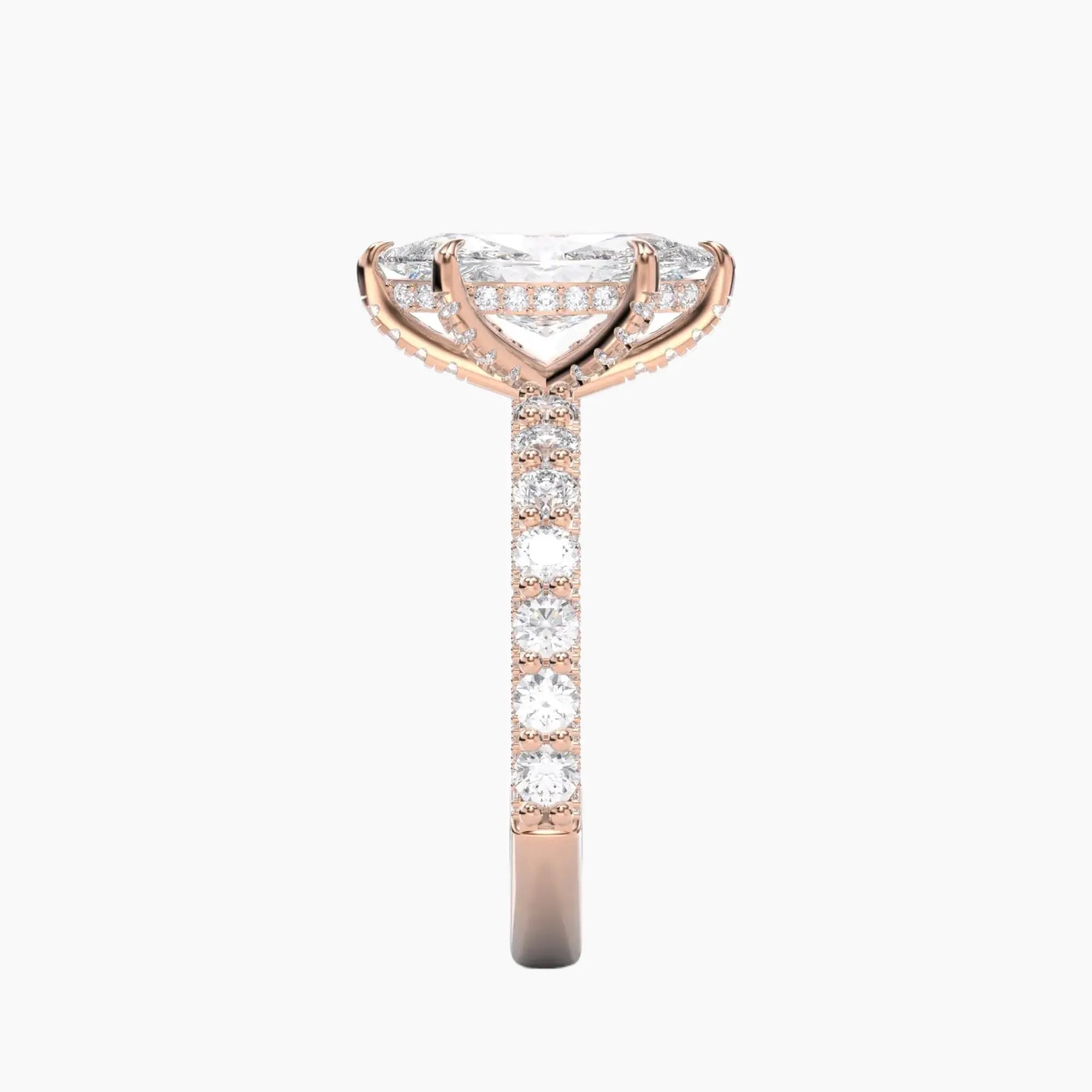 Lustre Marquise Hidden Halo 1.5 Carat Lab Grown Diamond Engagement Ring in 18K Rose Gold