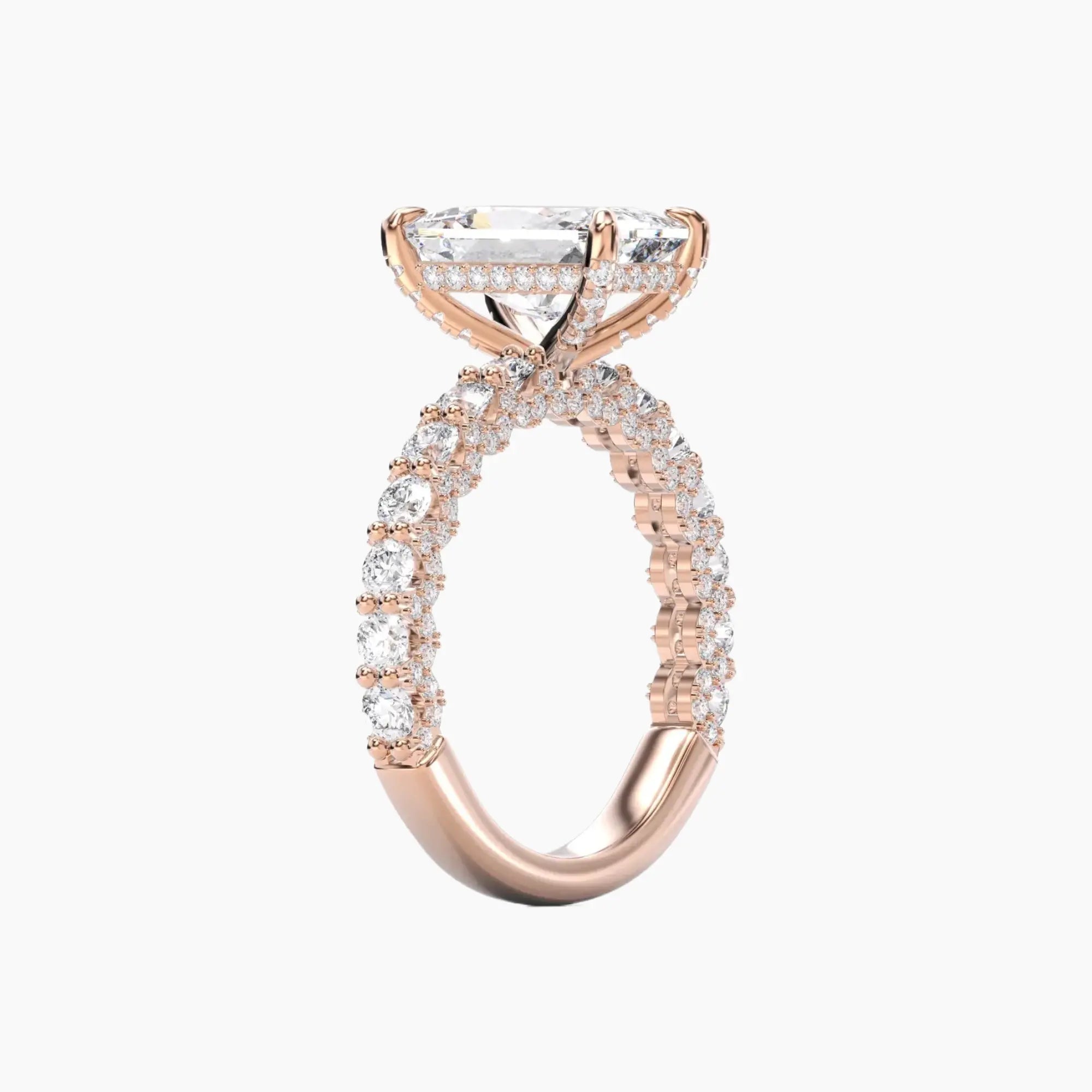 Lustre Radiant Hidden Halo 1.5 Carat Lab Grown Diamond Engagement Ring in 14K Rose Gold