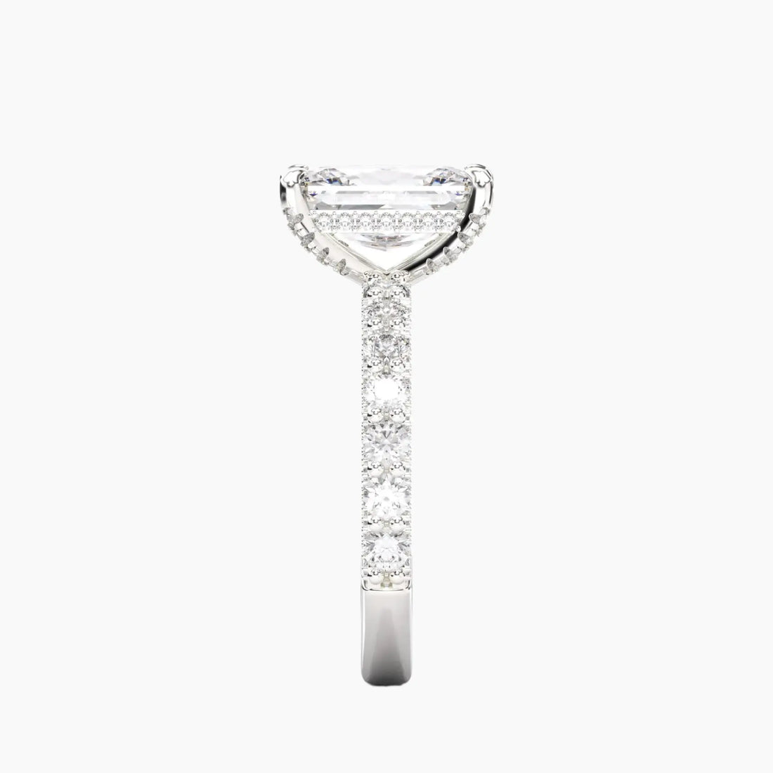 Lustre Radiant Hidden Halo 1.5 Carat Lab Grown Diamond Engagement Ring in 18K Rose Gold
