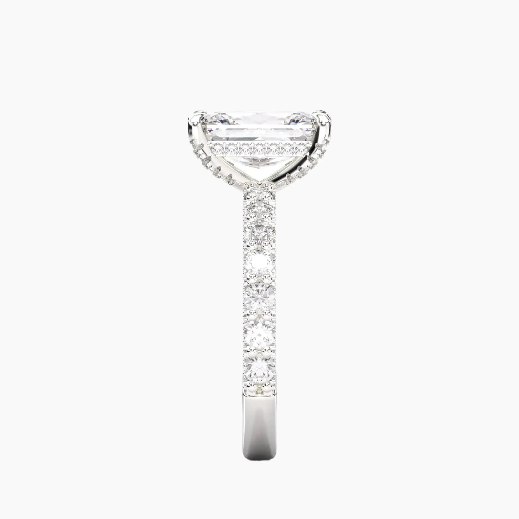 Lustre Radiant Hidden Halo 1.5 Carat Lab Grown Diamond Engagement Ring in 14K Rose Gold