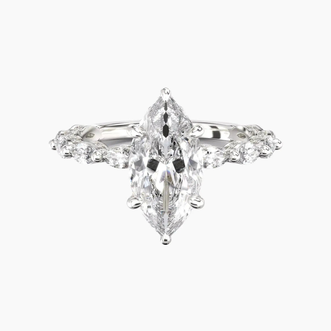 Helena 2 Carat Marquise Cut Solitaire Lab Grown Diamond Ring in 14K White Gold