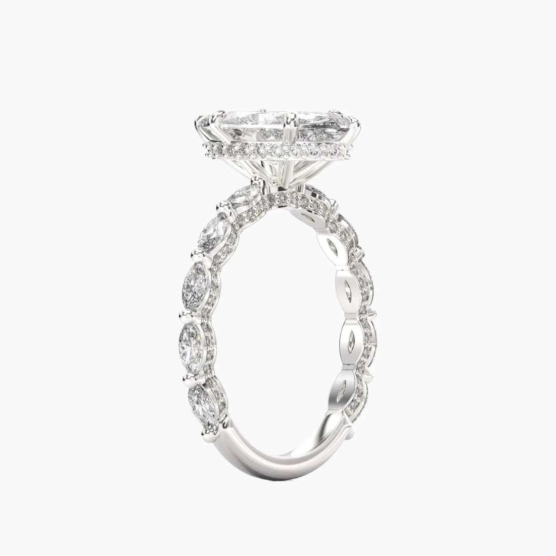 Helena 3 Carat Marquise Cut Solitaire Lab Grown Diamond Ring in 10K White Gold - View 2