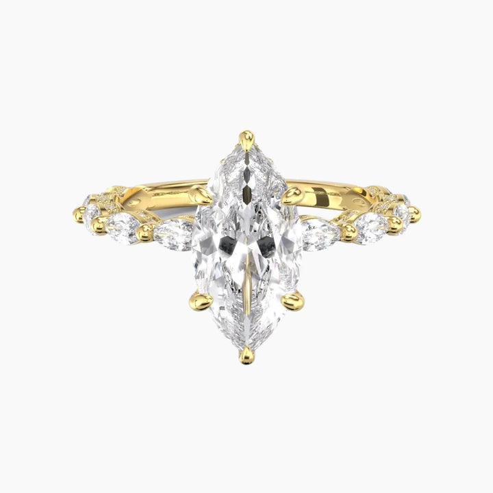 Helena 4 Carat Marquise Cut Solitaire Lab Grown Diamond Ring in 14K Yellow Gold