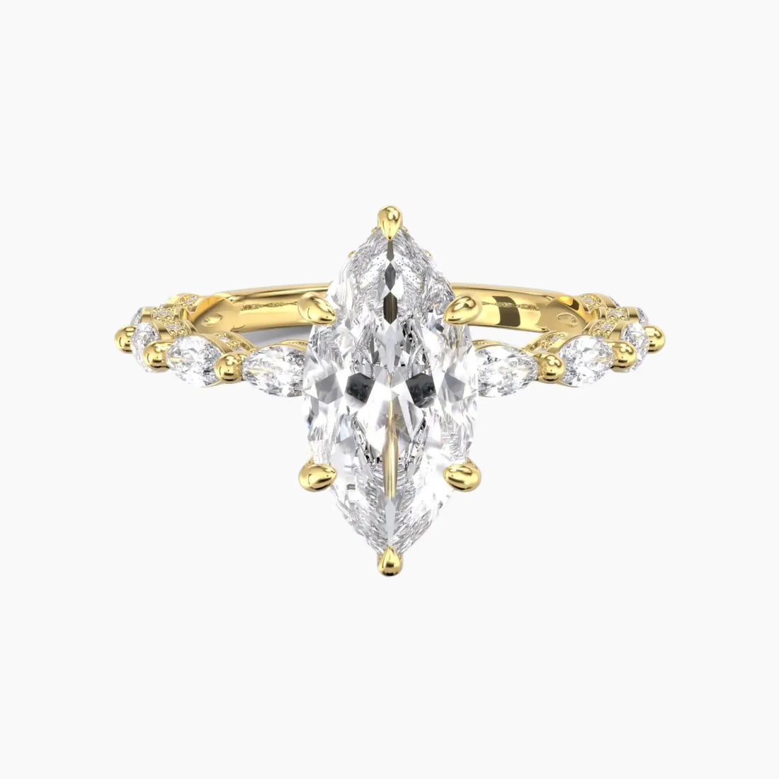Helena 1 Carat Marquise Cut Solitaire Lab Grown Diamond Ring in 10K Yellow Gold