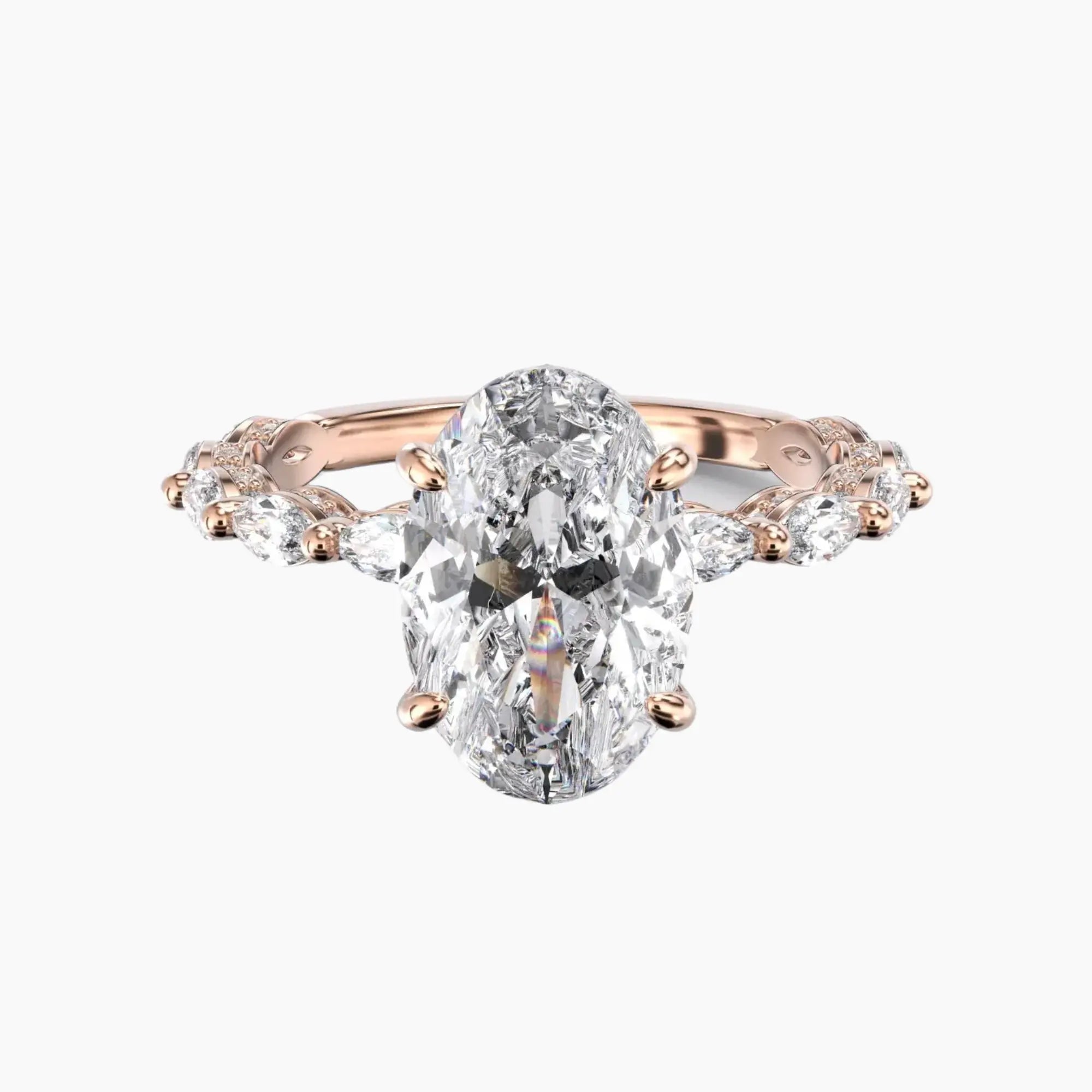 Helena 4.5 Carat Oval Cut Hidden Halo Lab Grown Diamond Ring in Platinum - View 7