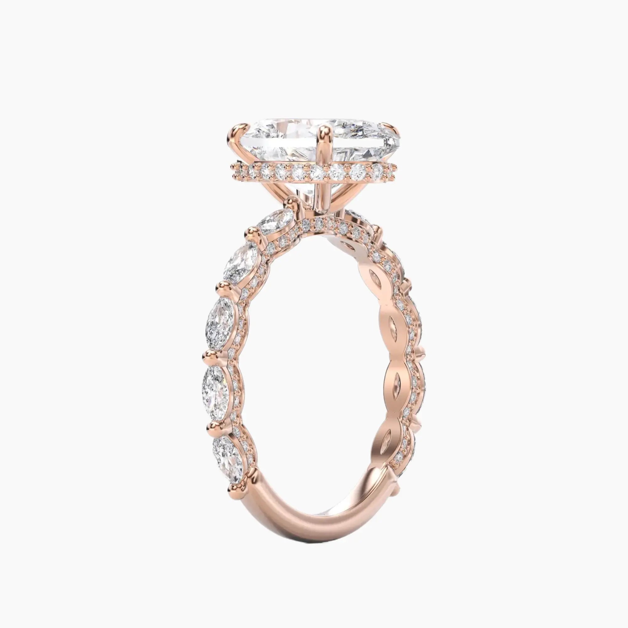 Helena 3.5 Carat Oval Cut Hidden Halo Lab Grown Diamond Ring in 18K Yellow Gold - View 8
