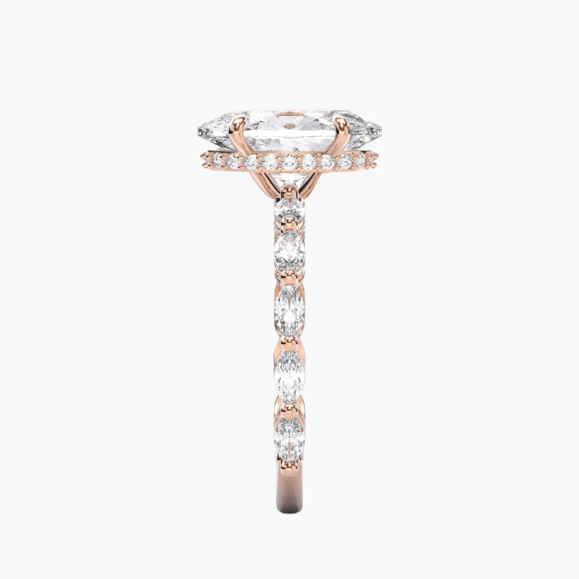 Helena 2.5 Carat Oval Cut Hidden Halo Lab Grown Diamond Ring in 14K White Gold - View 9