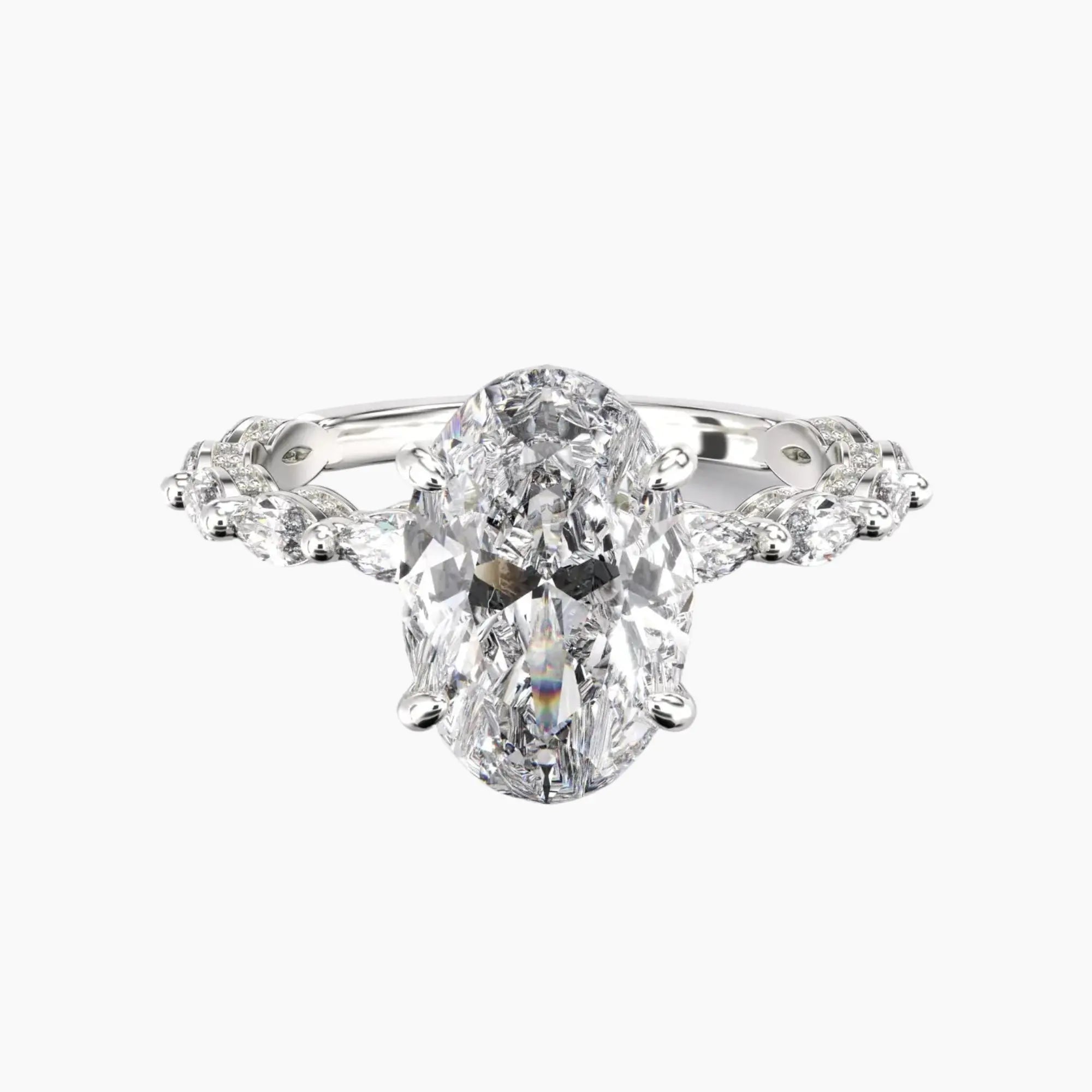 Helena 1 Carat Oval Cut Hidden Halo Lab Grown Diamond Ring in Silver