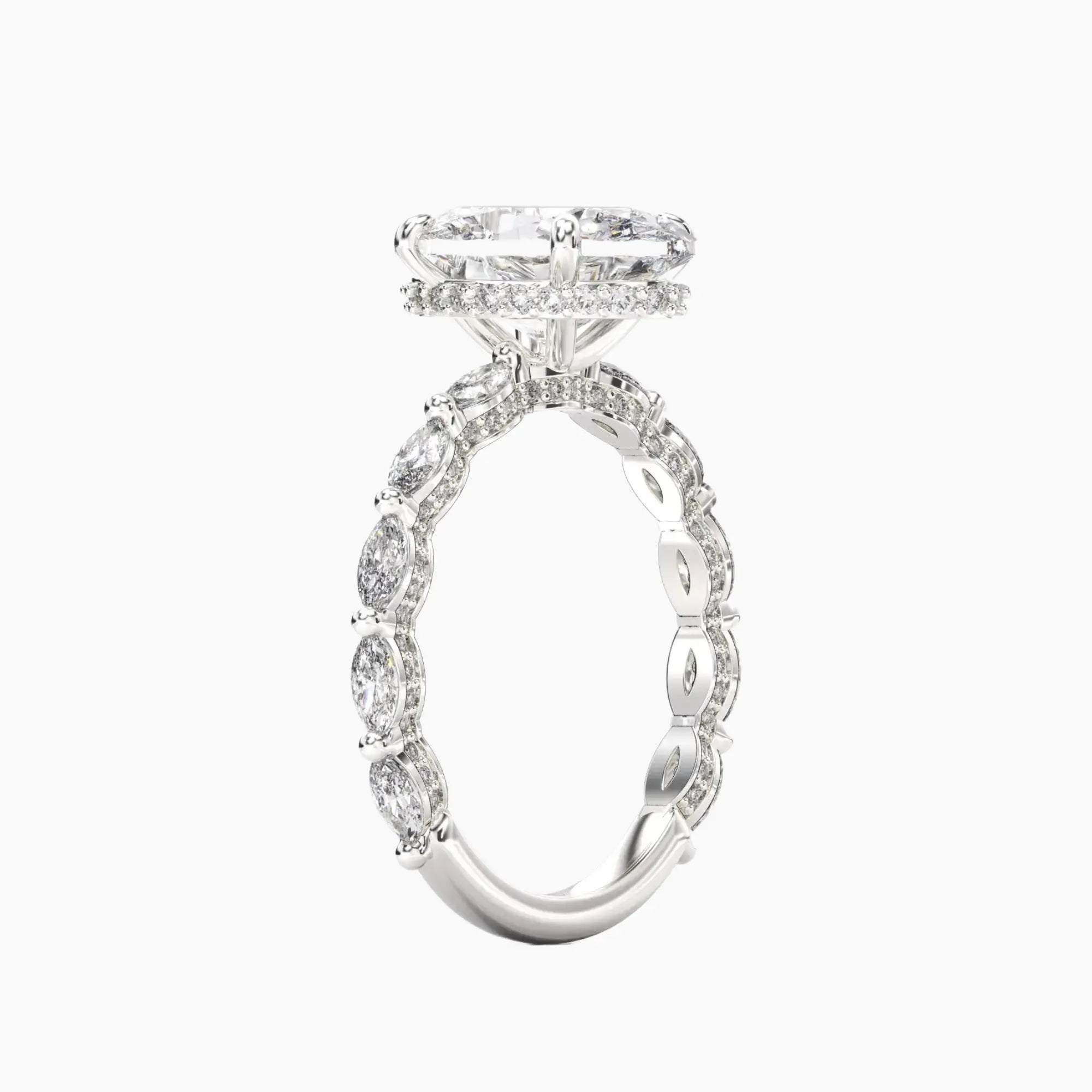 Helena 4 Carat Oval Cut Hidden Halo Lab Grown Diamond Ring in 14K Rose Gold - View 5