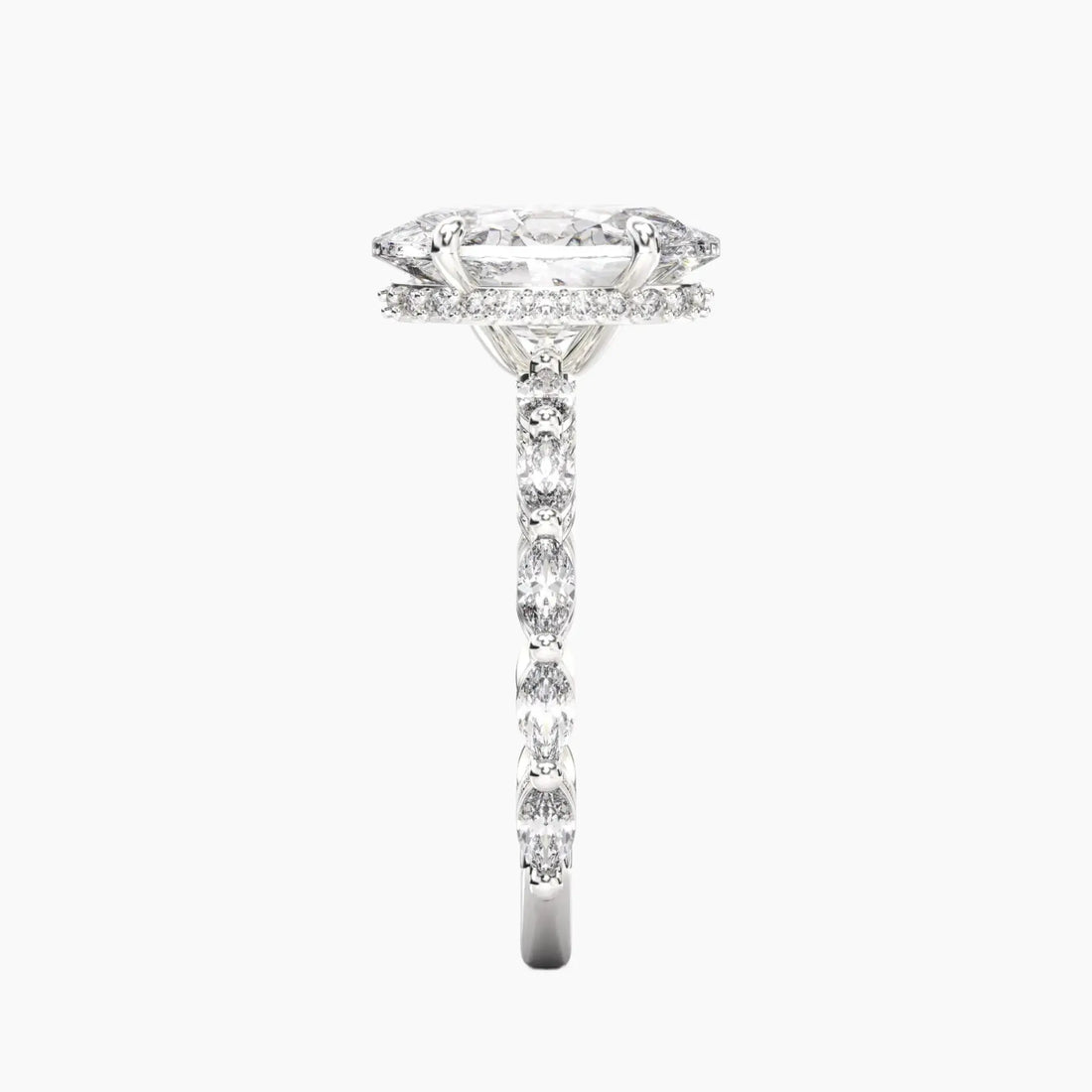 Helena 3 Carat Oval Cut Hidden Halo Lab Grown Diamond Ring in 14K Yellow Gold - View 6