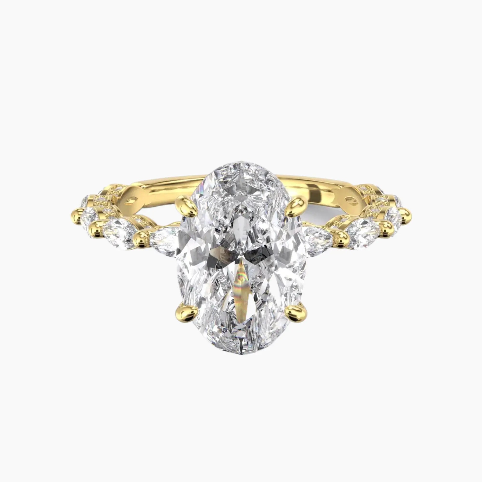 Helena 2.5 Carat Oval Cut Hidden Halo Lab Grown Diamond Ring in 18K Rose Gold - View 7