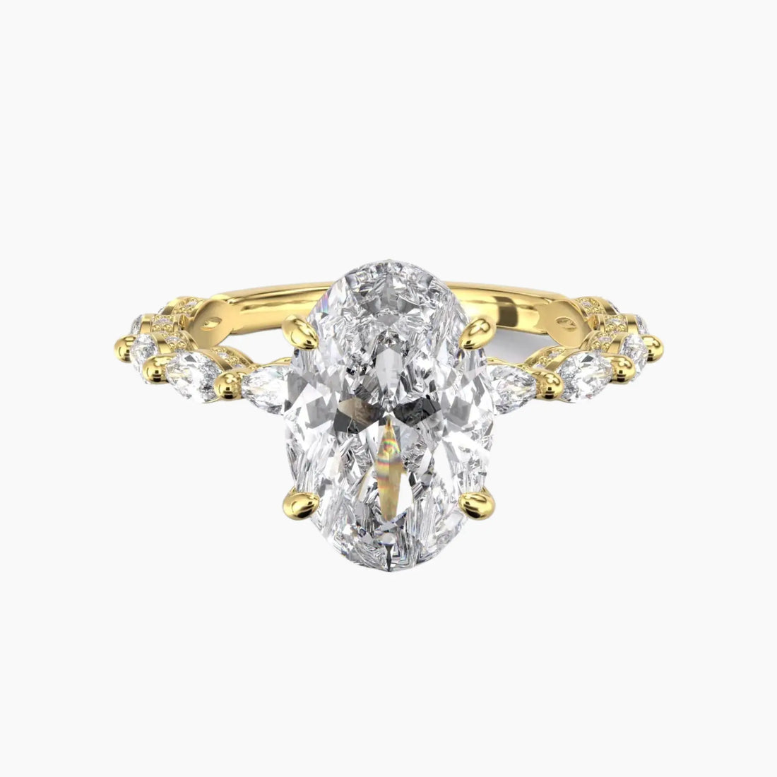 Helena 2 Carat Oval Cut Hidden Halo Lab Grown Diamond Ring in 18K Yellow Gold