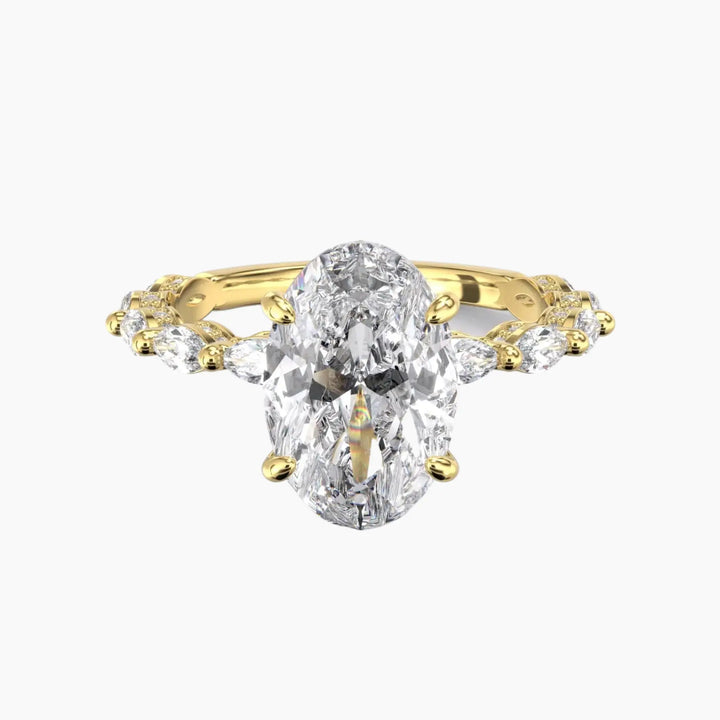 Helena 1.5 Carat Oval Cut Hidden Halo Lab Grown Diamond Ring in 14K Yellow Gold