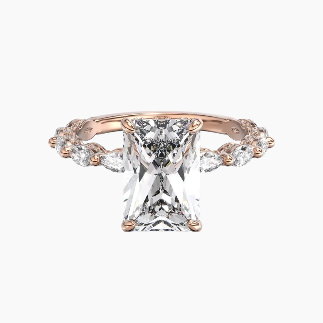 Helena 4.5 Carat Radiant Cut Hidden Halo Lab Grown Diamond Ring in 10K White Gold - View 7