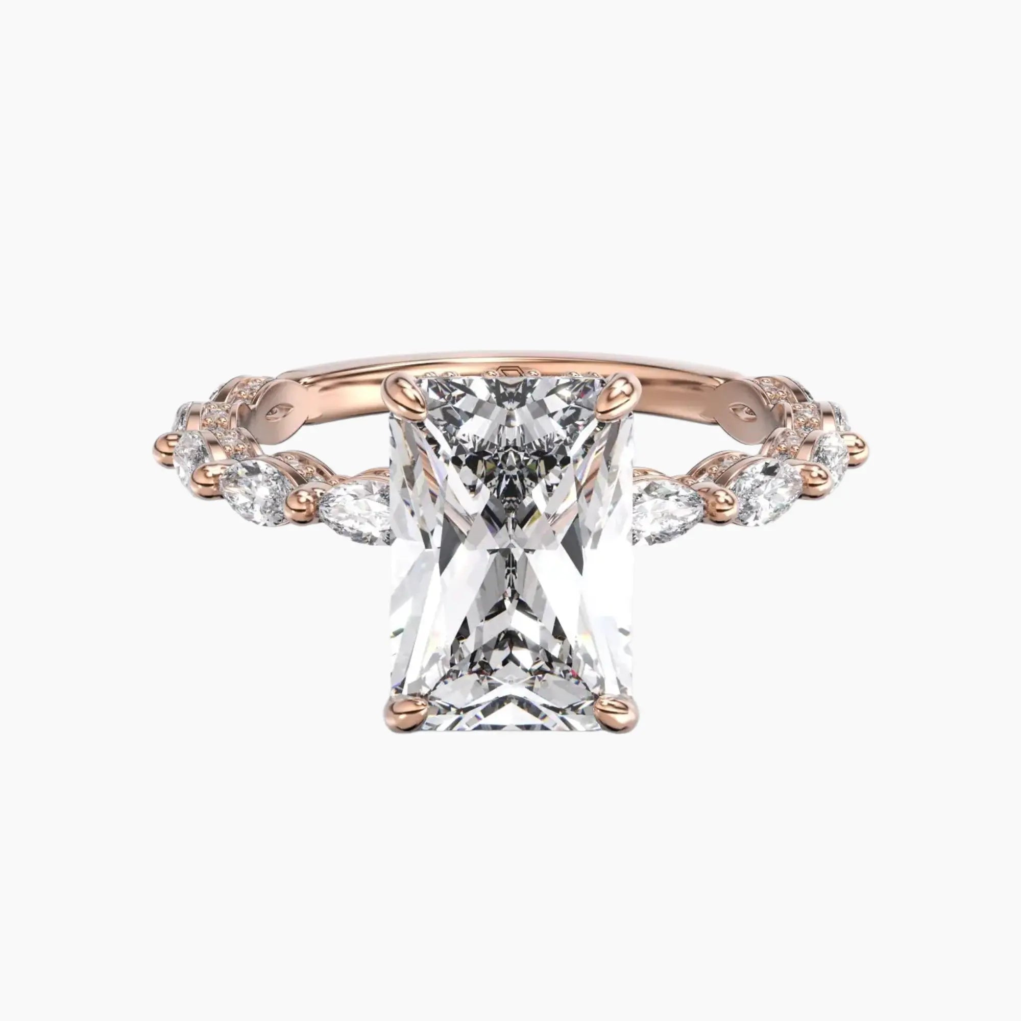 Helena 3 Carat Radiant Cut Hidden Halo Lab Grown Diamond Ring in 18K Yellow Gold - View 7