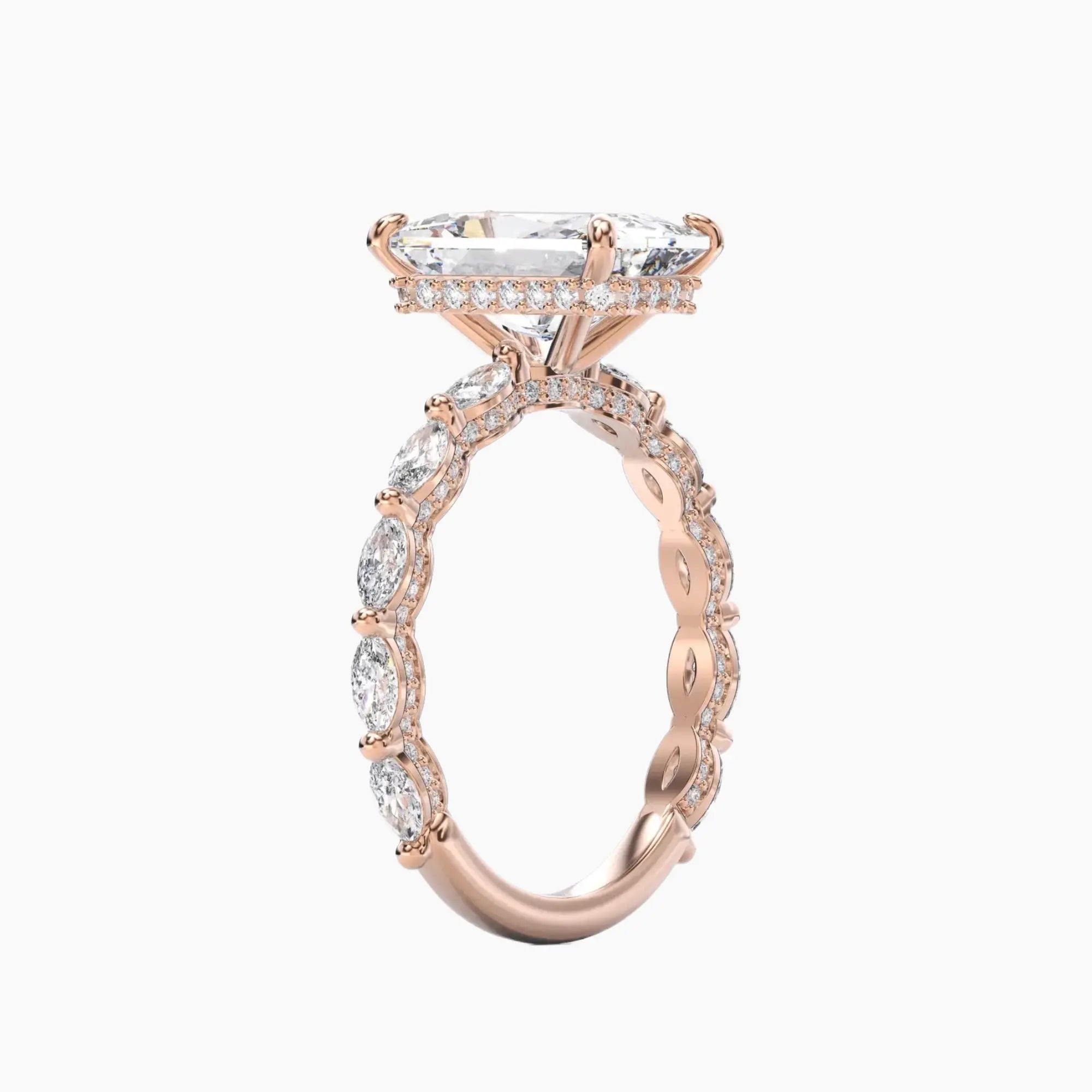 Helena 2.5 Carat Radiant Cut Hidden Halo Lab Grown Diamond Ring in 14K Rose Gold - View 2