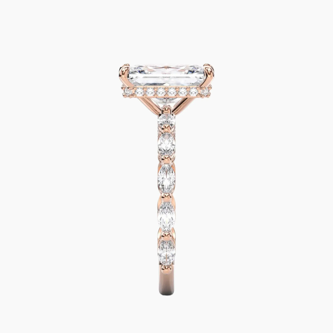 Helena 3 Carat Radiant Cut Hidden Halo Lab Grown Diamond Ring in 14K White Gold - View 9