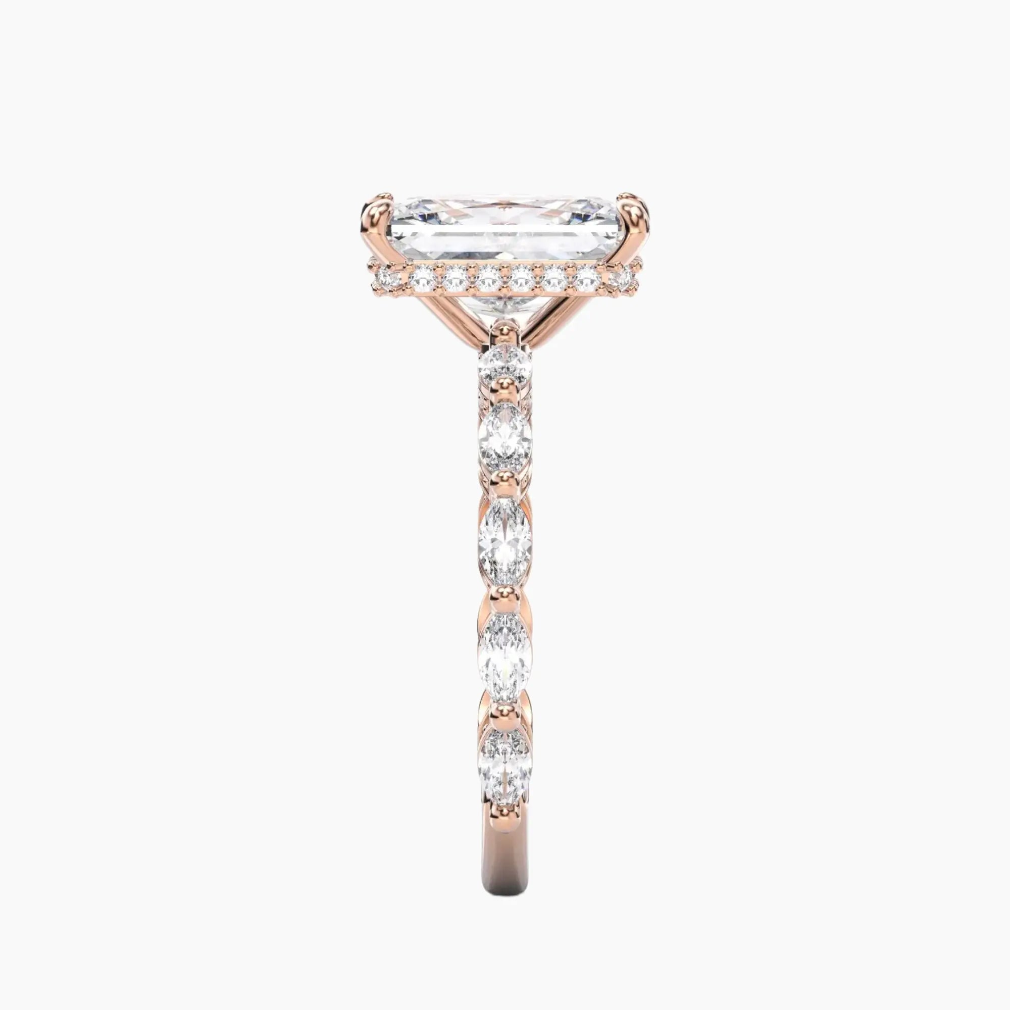 Helena 4 Carat Radiant Cut Hidden Halo Lab Grown Diamond Ring in 14K Rose Gold - View 3