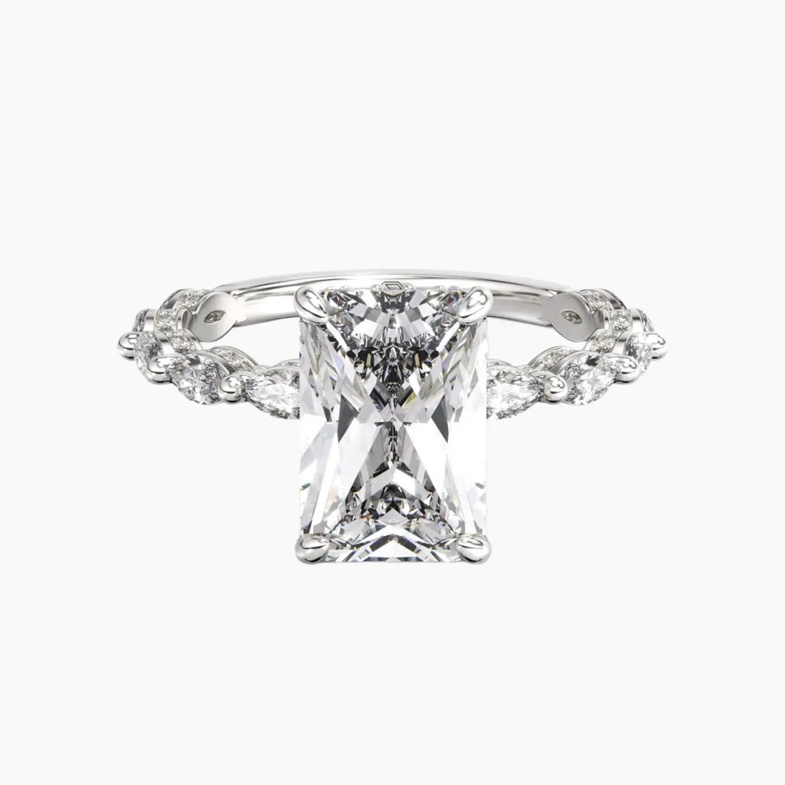 Helena 3.5 Carat Radiant Cut Hidden Halo Lab Grown Diamond Ring in 14K Yellow Gold - View 4