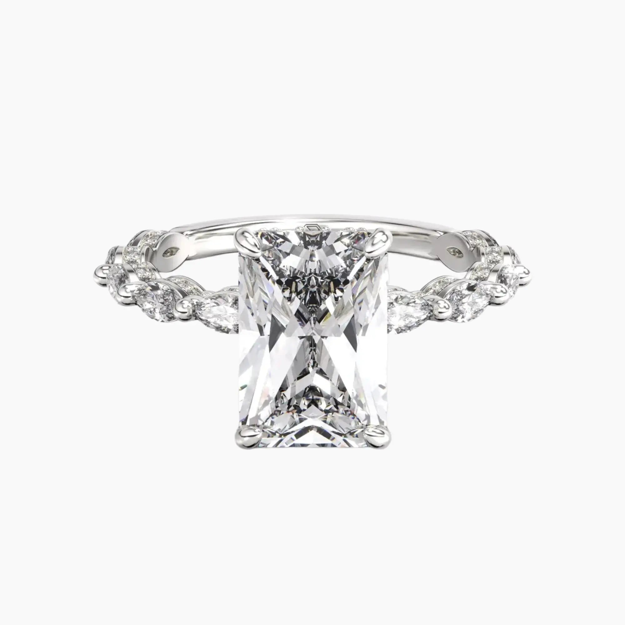 Helena 1 Carat Radiant Cut Hidden Halo Lab Grown Diamond Ring in Platinum