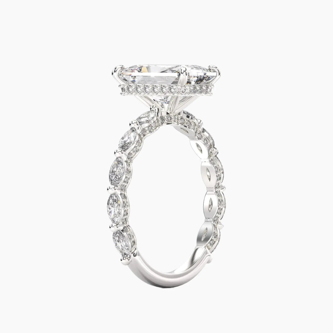 Helena 1.5 Carat Radiant Cut Hidden Halo Lab Grown Diamond Ring in 14K Yellow Gold - View 5