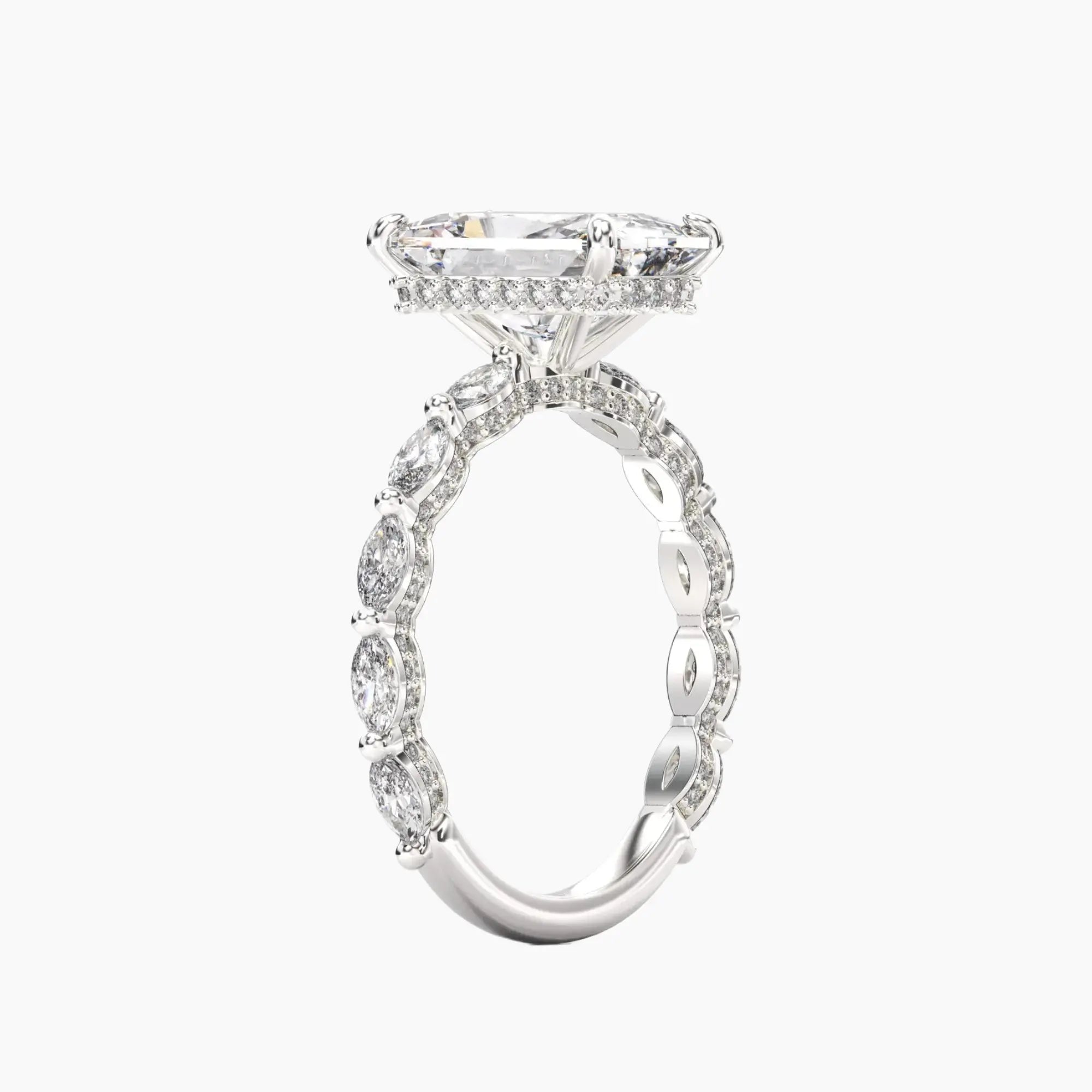 Helena 3.5 Carat Radiant Cut Hidden Halo Lab Grown Diamond Ring in 14K Rose Gold - View 5