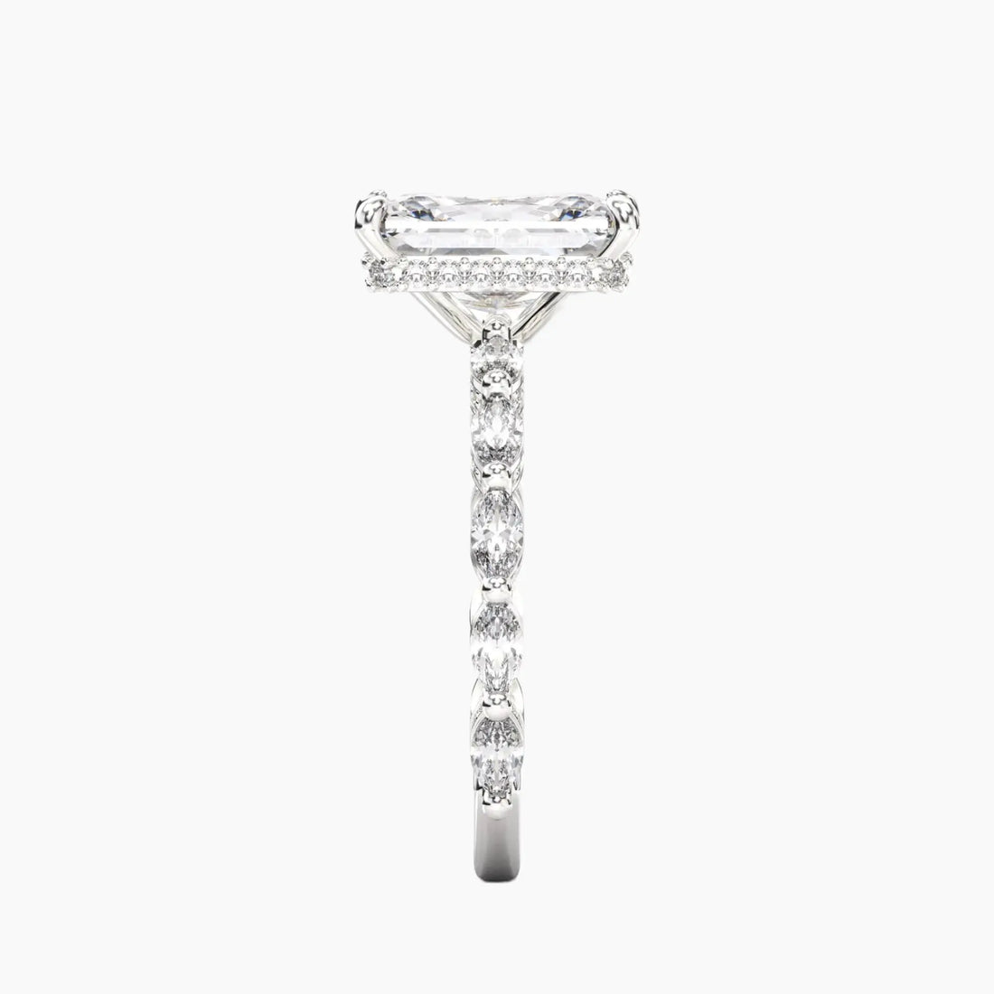 Helena 1.5 Carat Radiant Cut Hidden Halo Lab Grown Diamond Ring in 14K White Gold - View 3