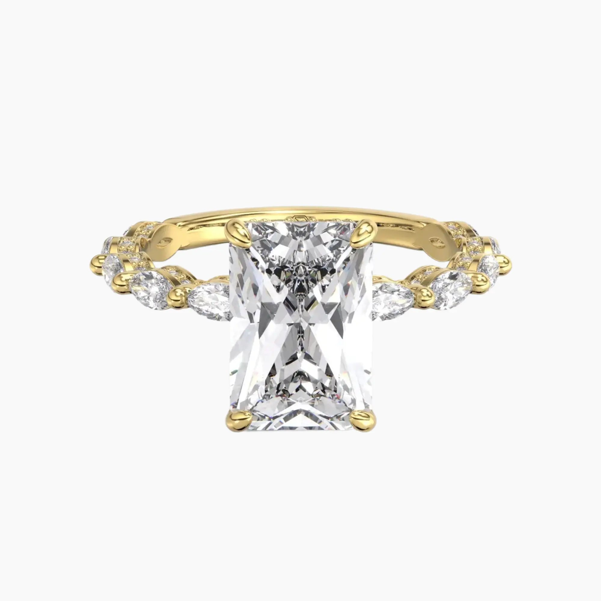 Helena 3.5 Carat Radiant Cut Hidden Halo Lab Grown Diamond Ring in 14K White Gold - View 4