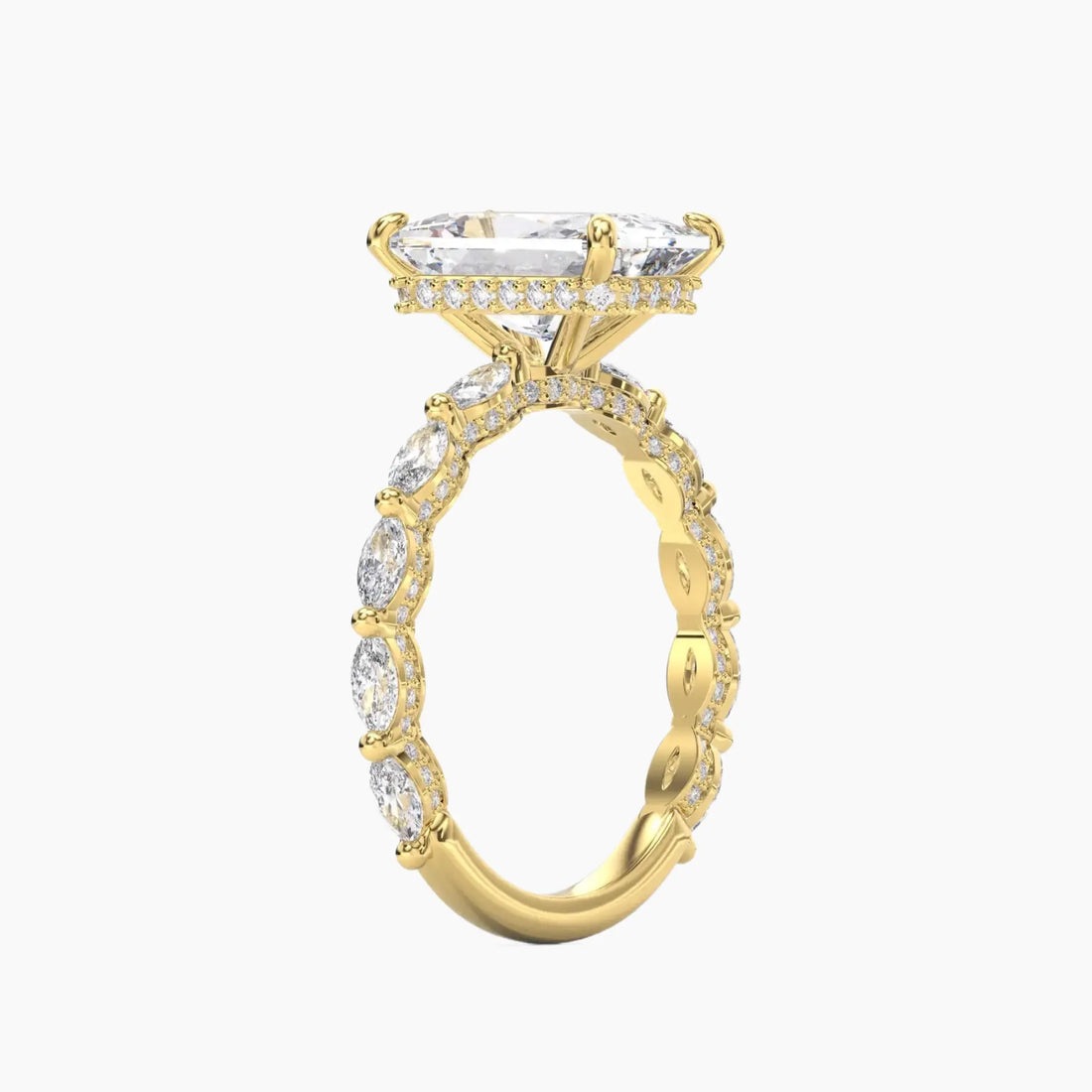 Helena 3 Carat Radiant Cut Hidden Halo Lab Grown Diamond Ring in 10K Yellow Gold - View 2