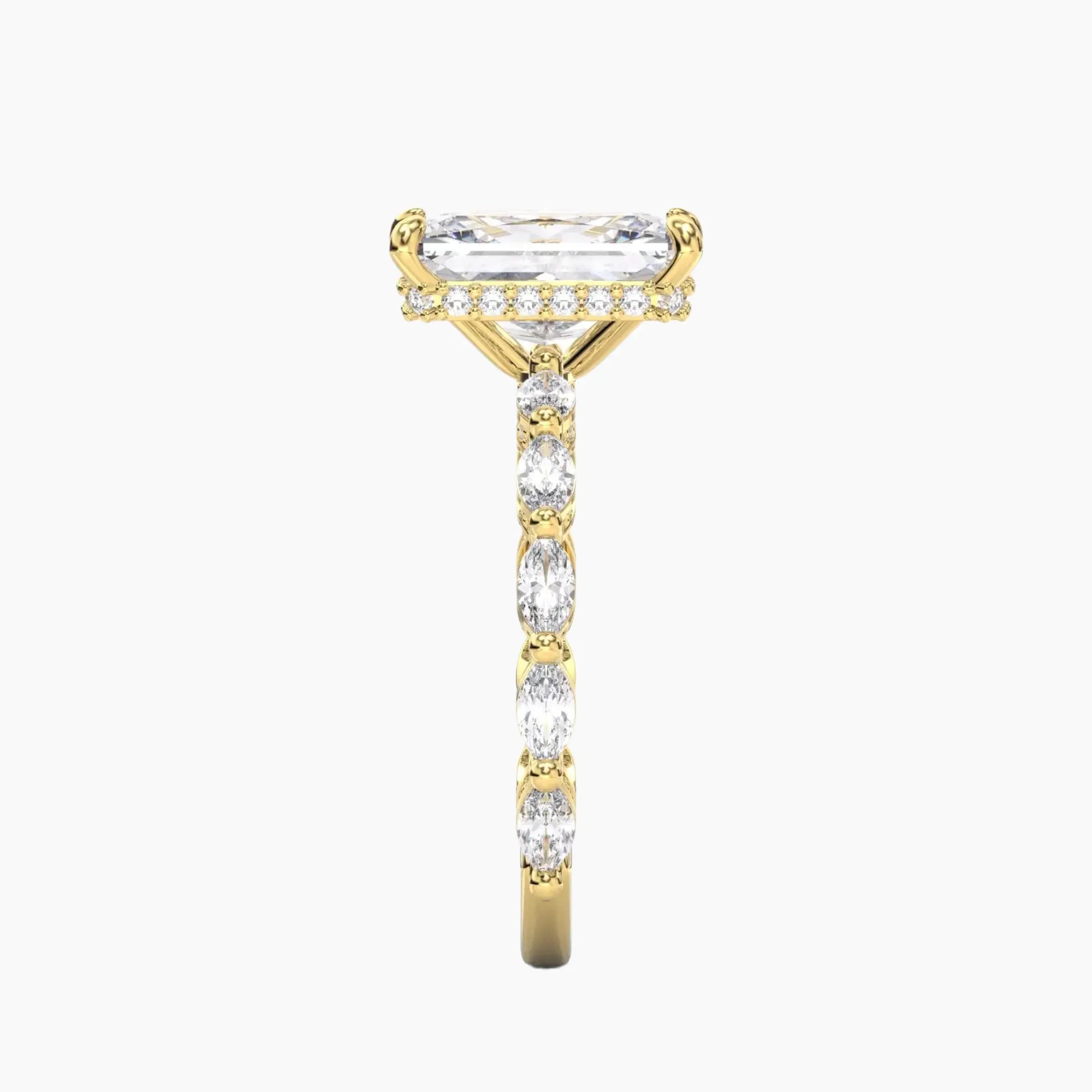 Helena 2.5 Carat Radiant Cut Hidden Halo Lab Grown Diamond Ring in 18K Yellow Gold - View 3