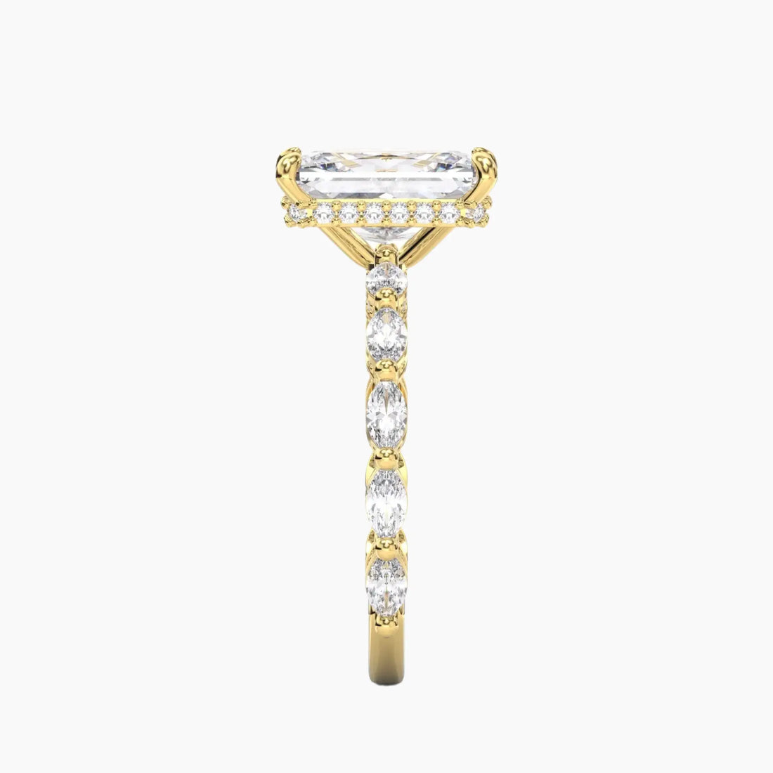 Helena 4 Carat Radiant Cut Hidden Halo Lab Grown Diamond Ring in 14K White Gold - View 6
